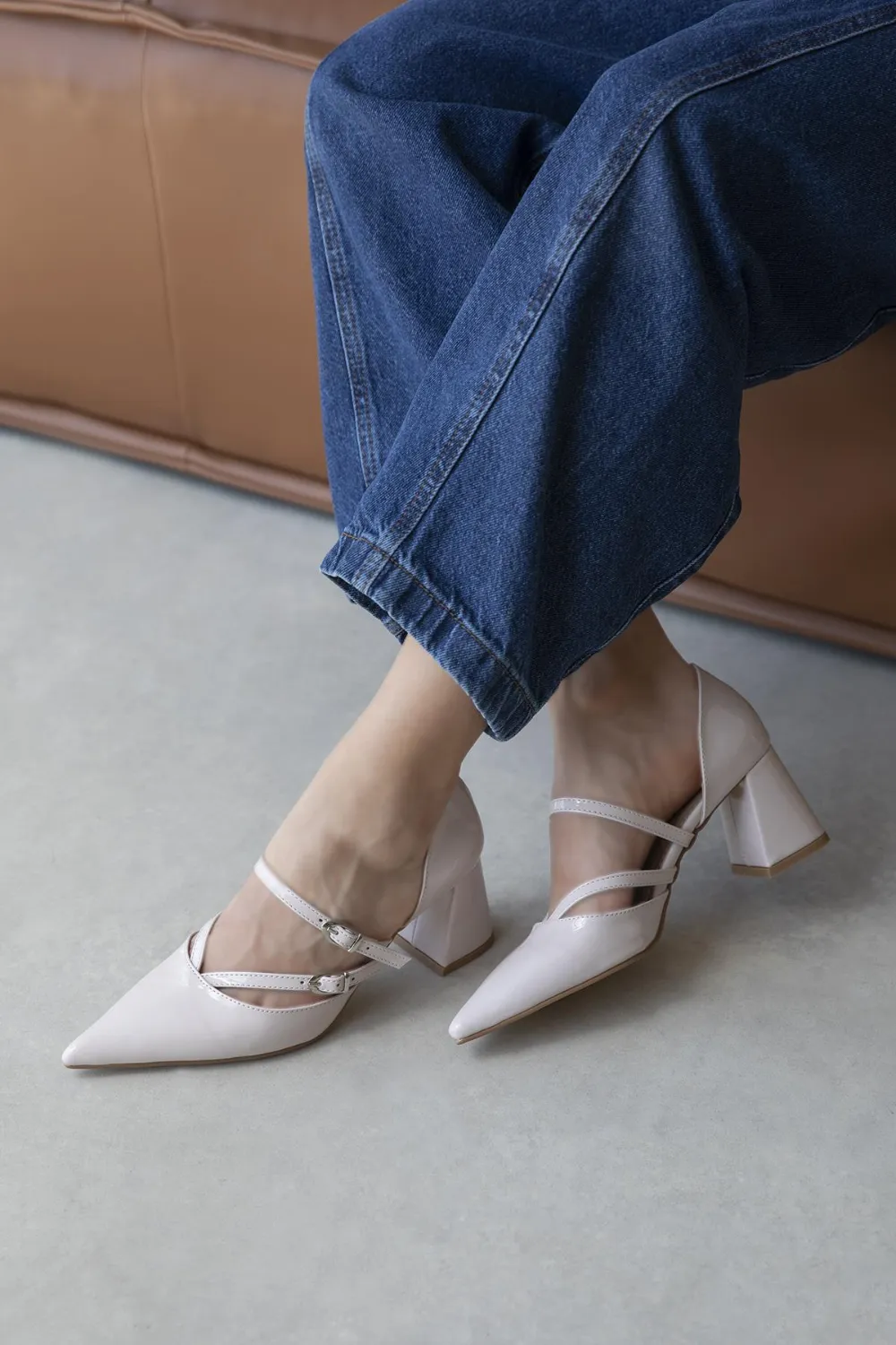 Stana Kadın Rugan Topuklu Ayakkabı Bej