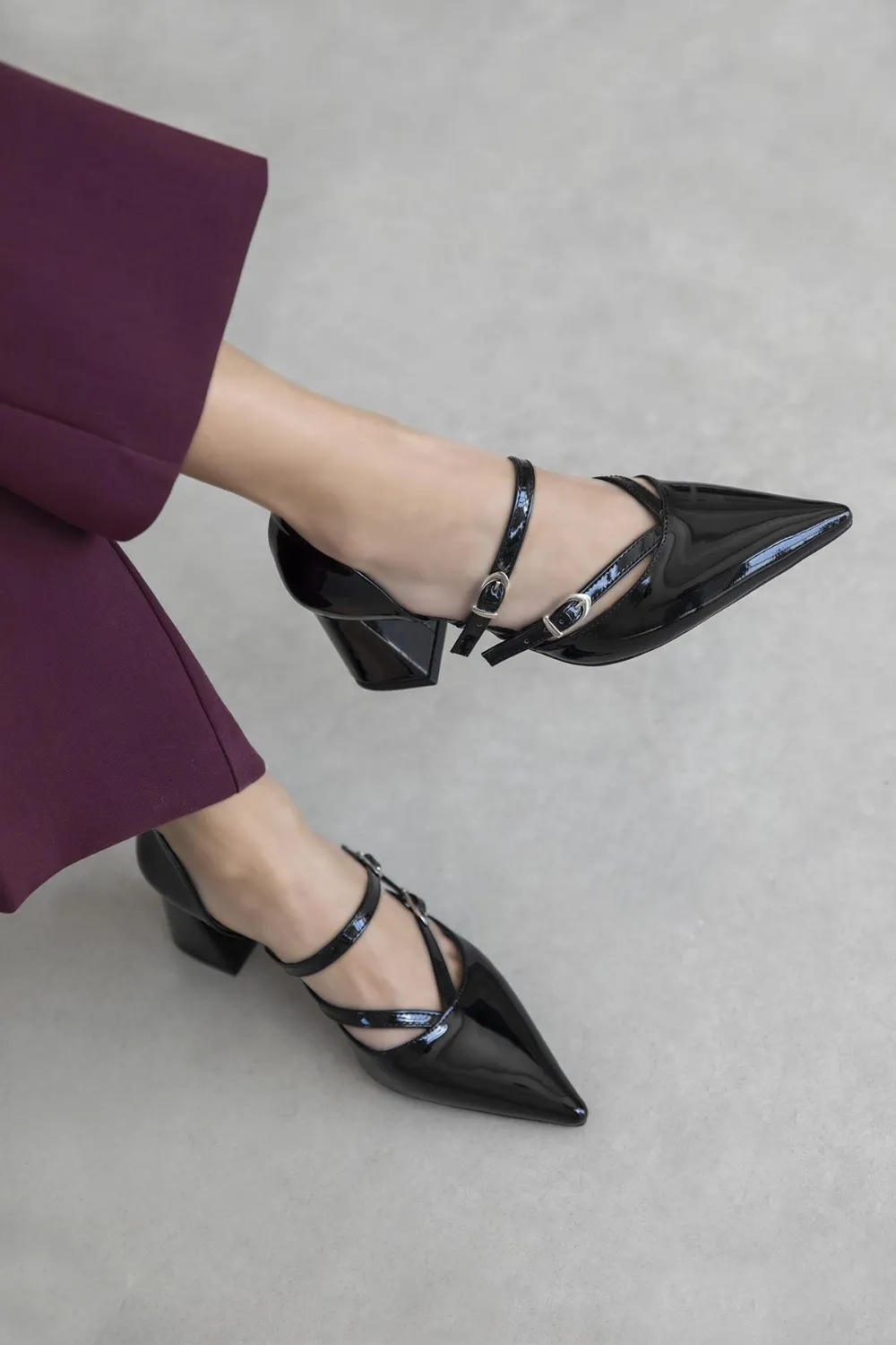 Stana Kadın Rugan Topuklu Ayakkabı Siyah