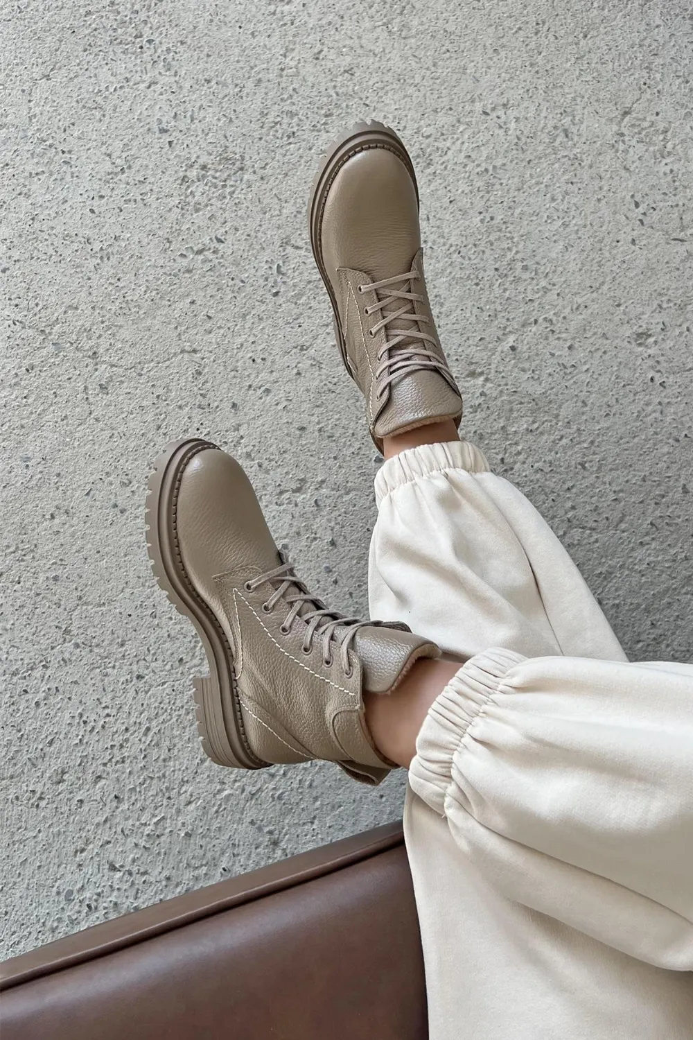 Stones  Kadın Hakiki  Deri Postal  Bot Vizon