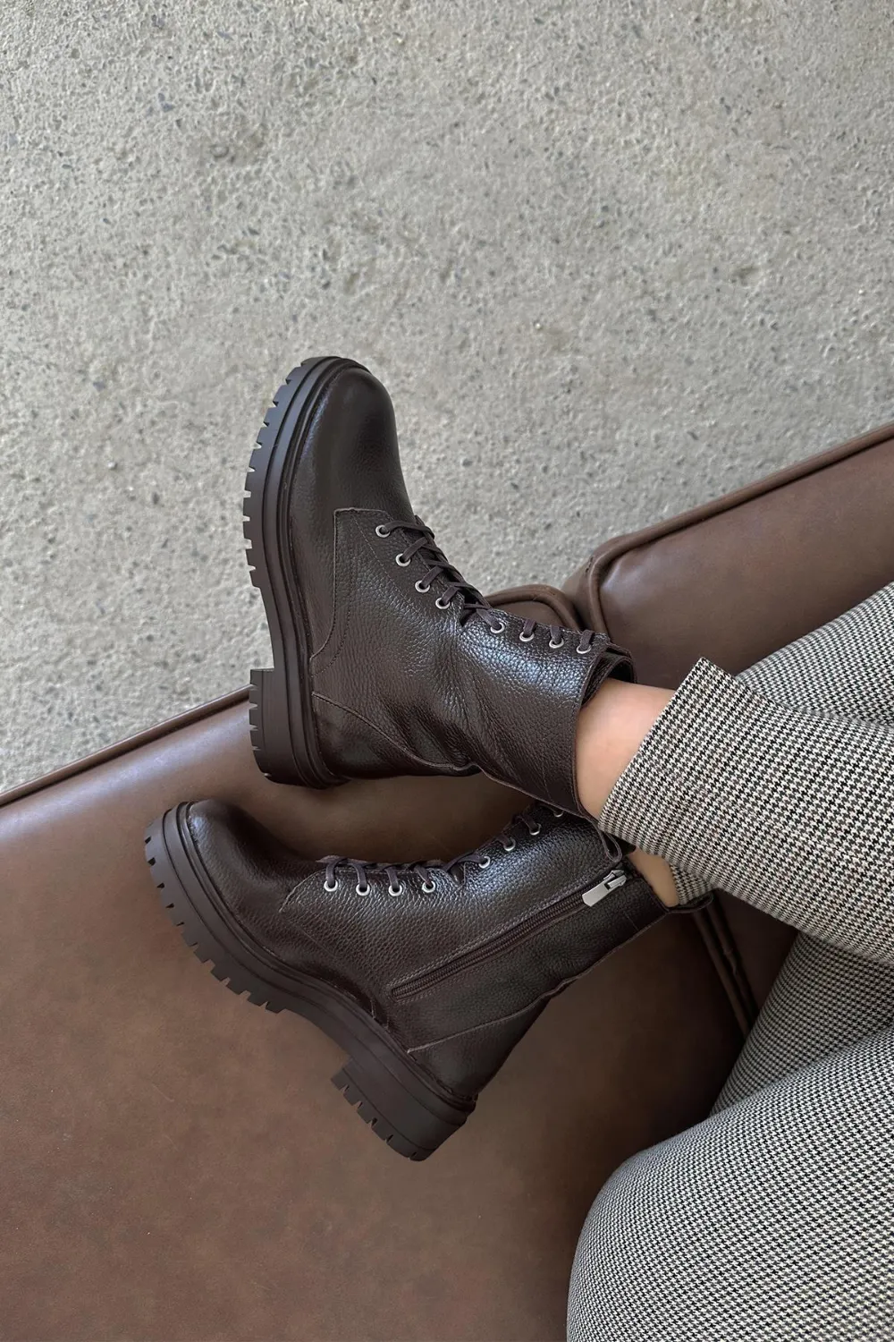 Walker  Kadın Hakiki  Deri Postal  Bot Kahve