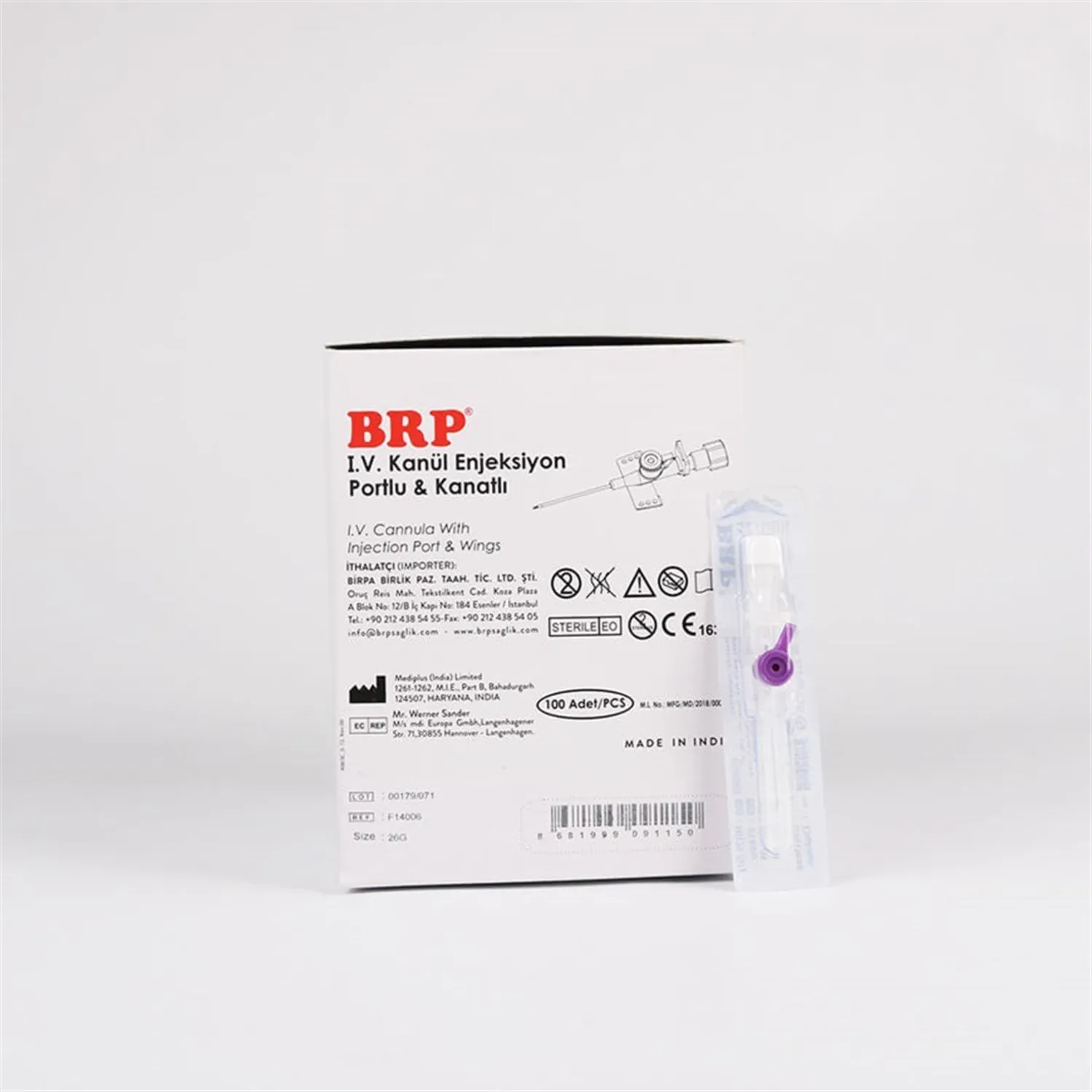 BRP Branül (intraket) Mor (26G) 100'lü Paket