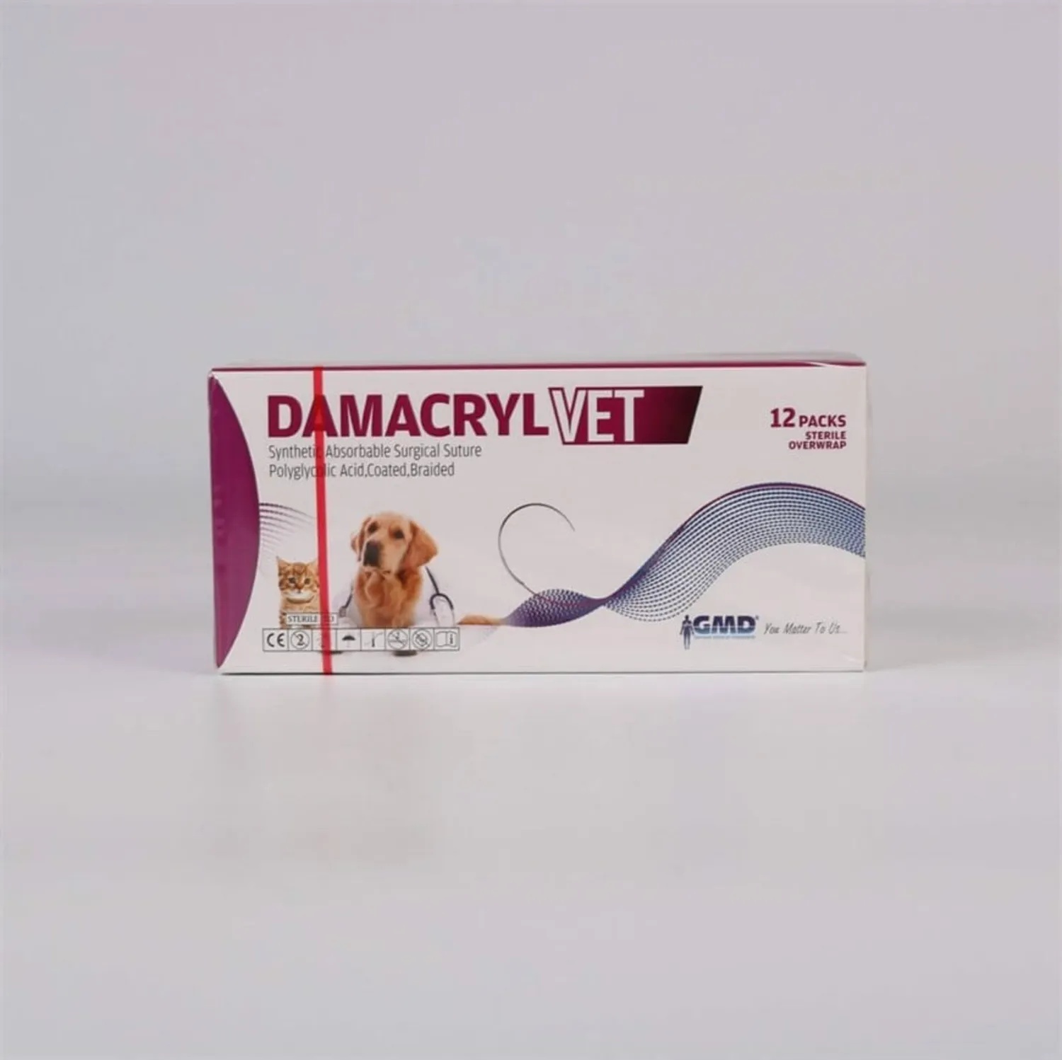 Damacryl-Vet Cerrahi PGA (Emilebilir) İplik 75 CM İğneli 12'li Paket