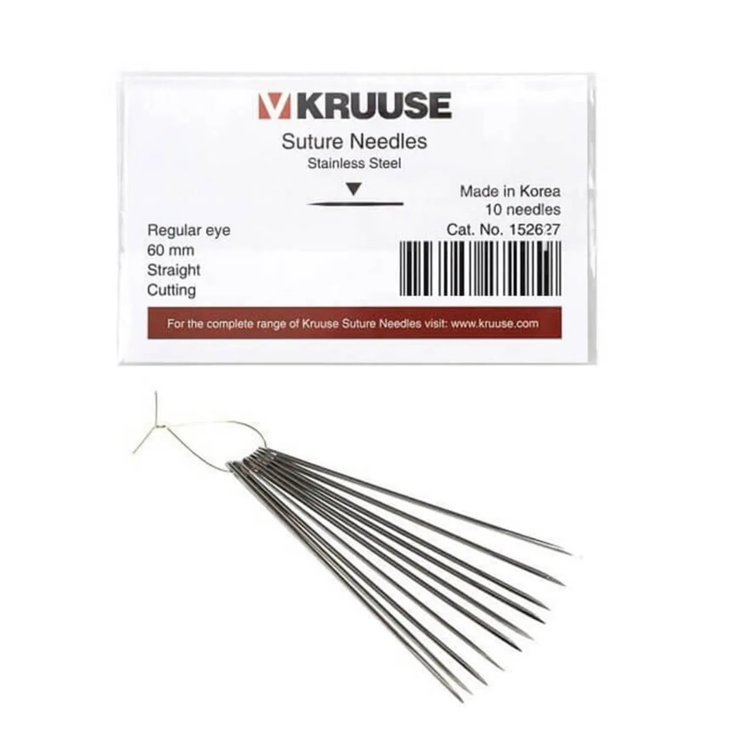 Kruuse Sütür İğnesi Regular Düz Keskin 60 MM 10'lu Paket