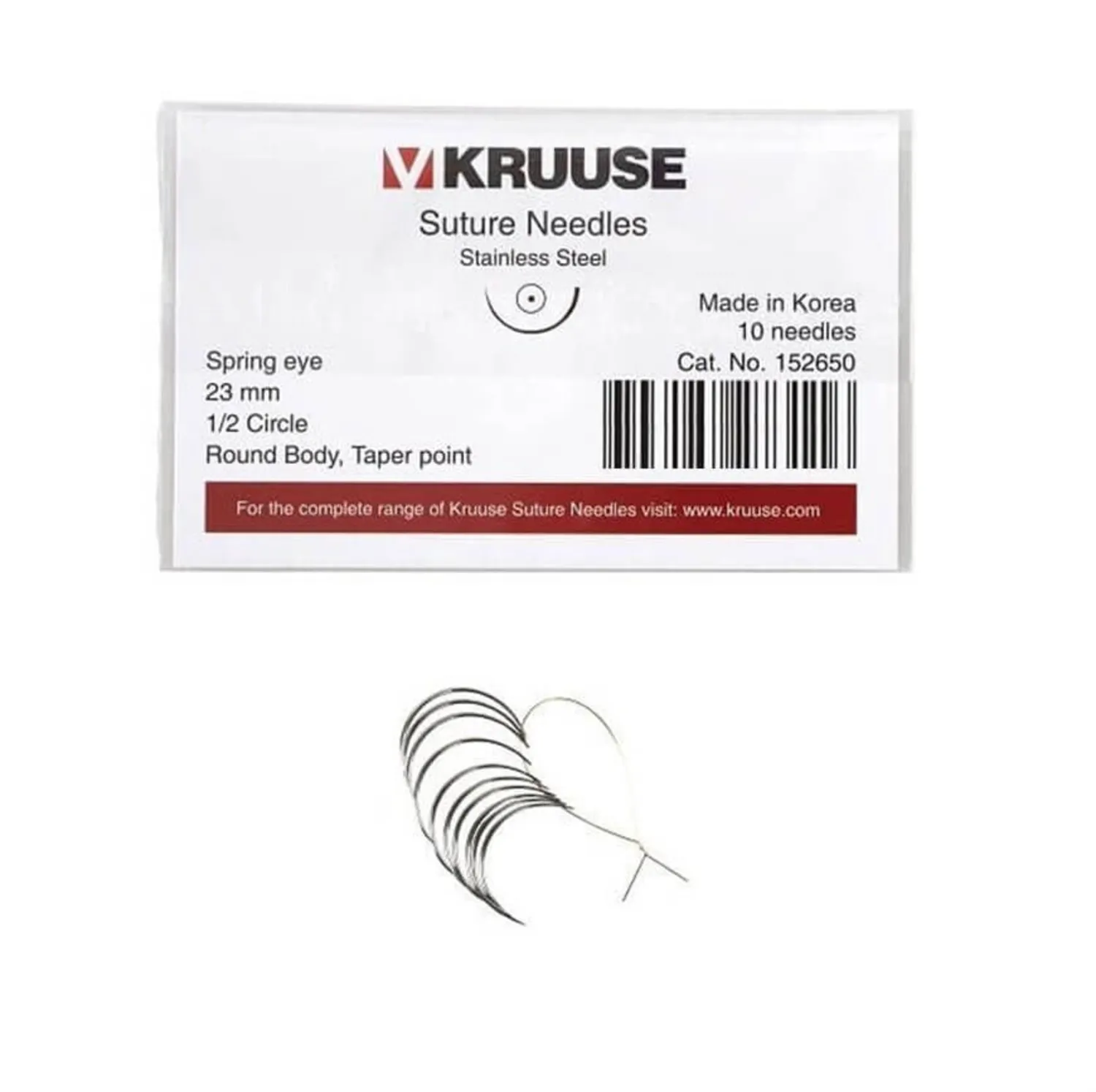 Kruuse Sütür İğnesi Spring 1/2 Yuvarlak 23 MM 10'lu Paket