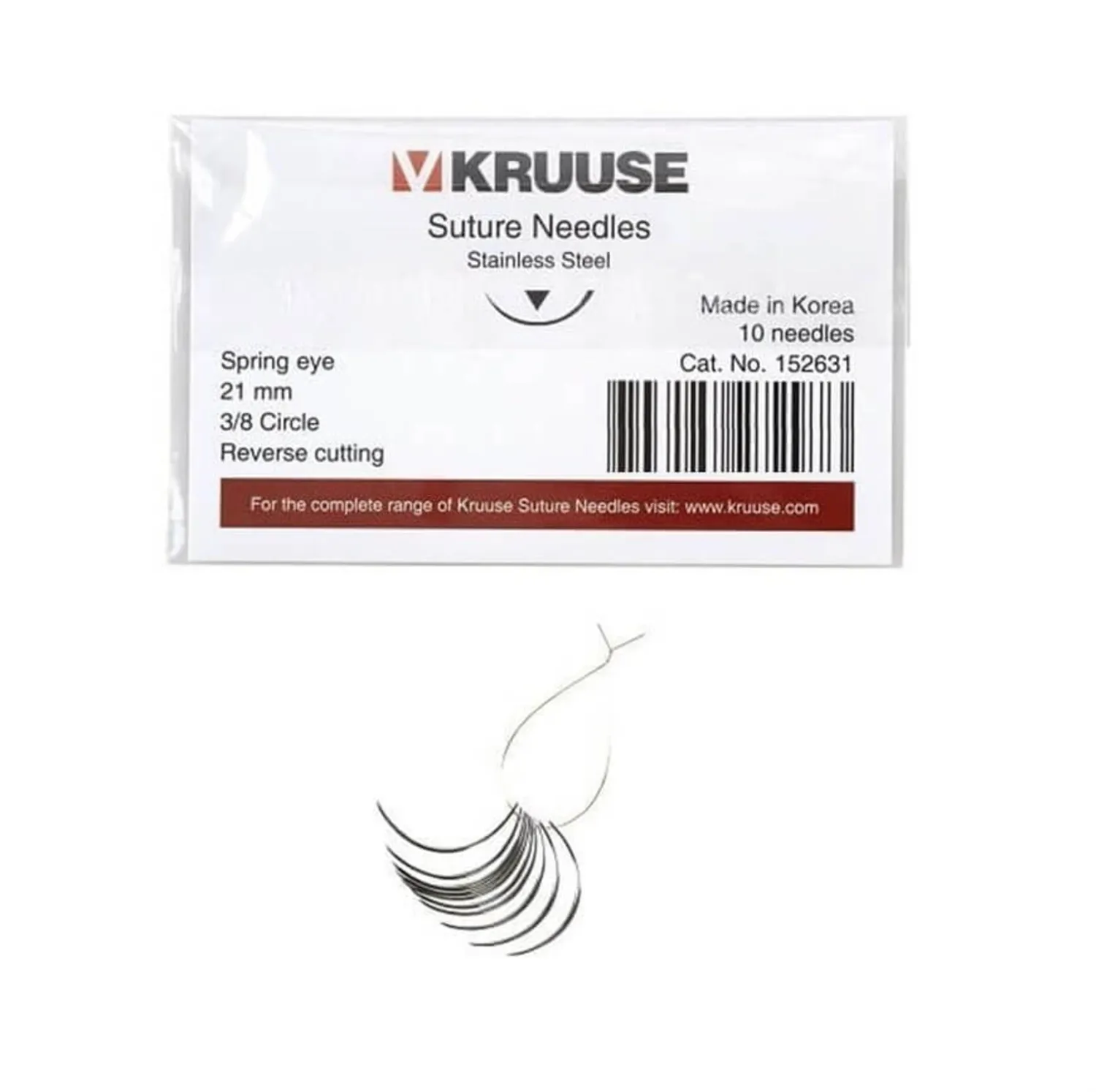 Kruuse Sütür İğnesi Spring 3/8 Keskin 21 MM 10'lu Paket