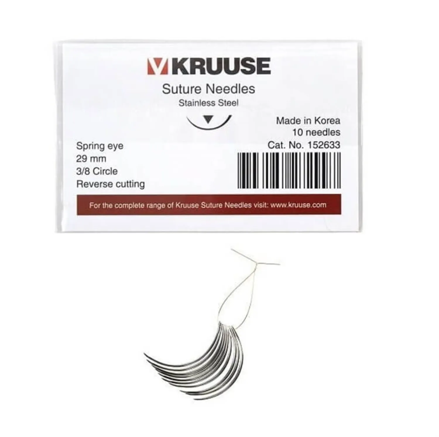 Kruuse Sütür İğnesi Spring 3/8 Keskin 29 MM 10'lu Paket