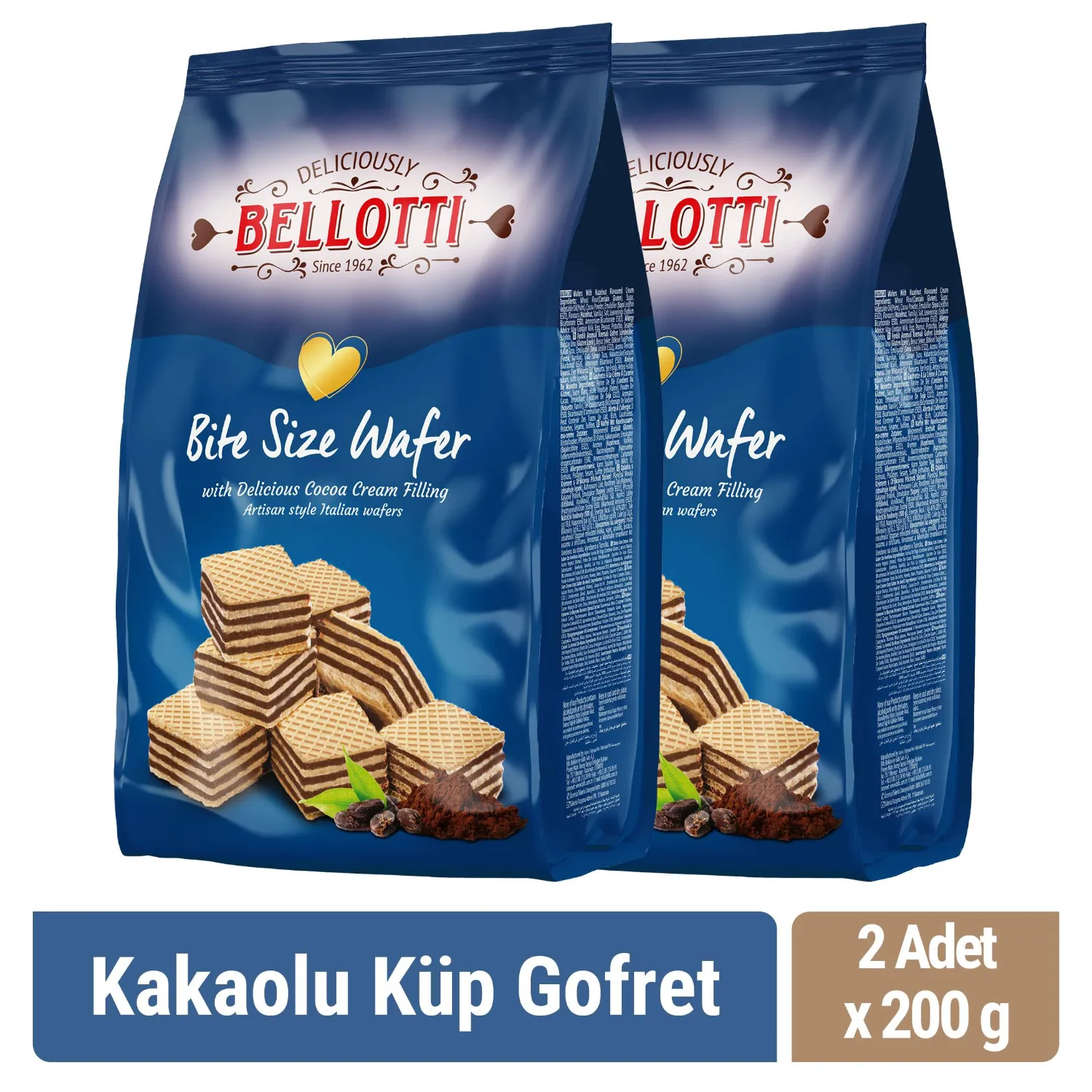 Bellotti Küp Gofret Kakaolu 200 gr x 2 Adet
