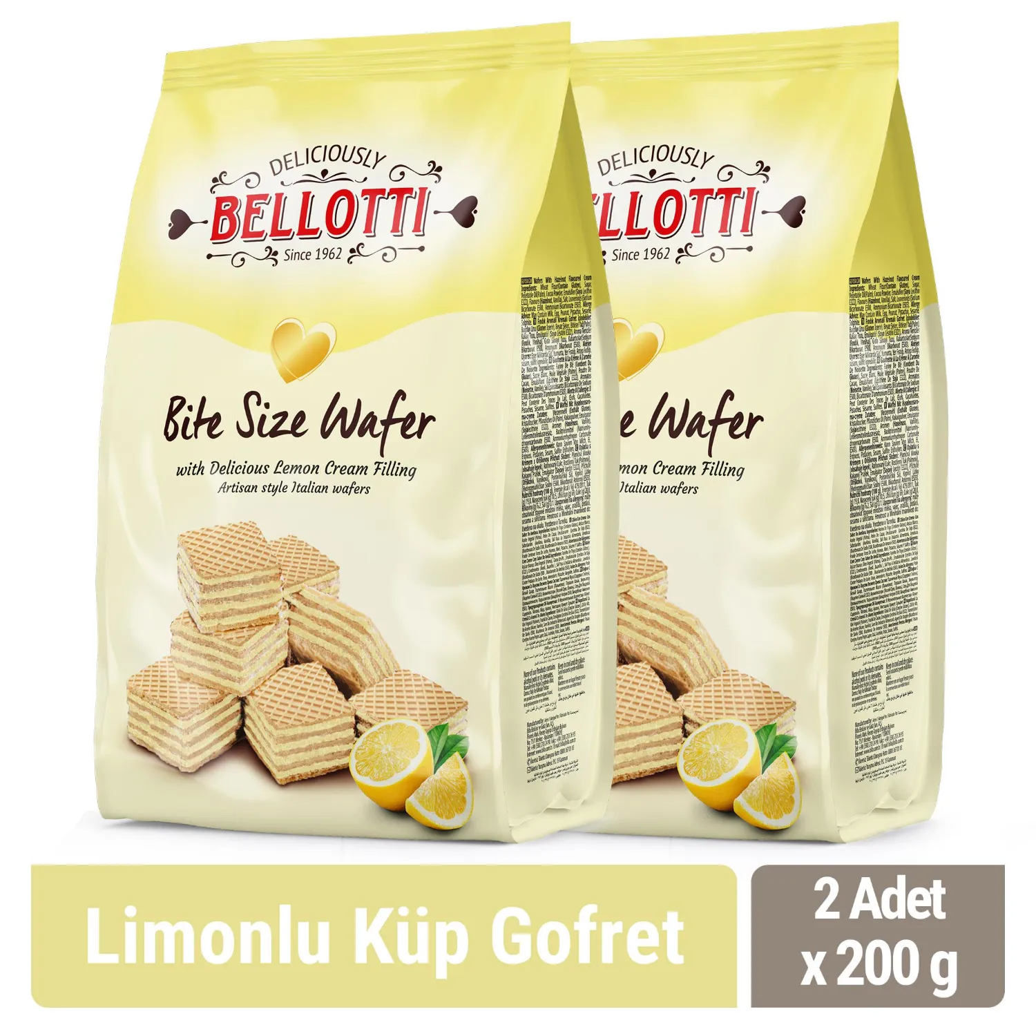 Bellotti Küp Gofret Limonlu 200 gr x 2 Adet