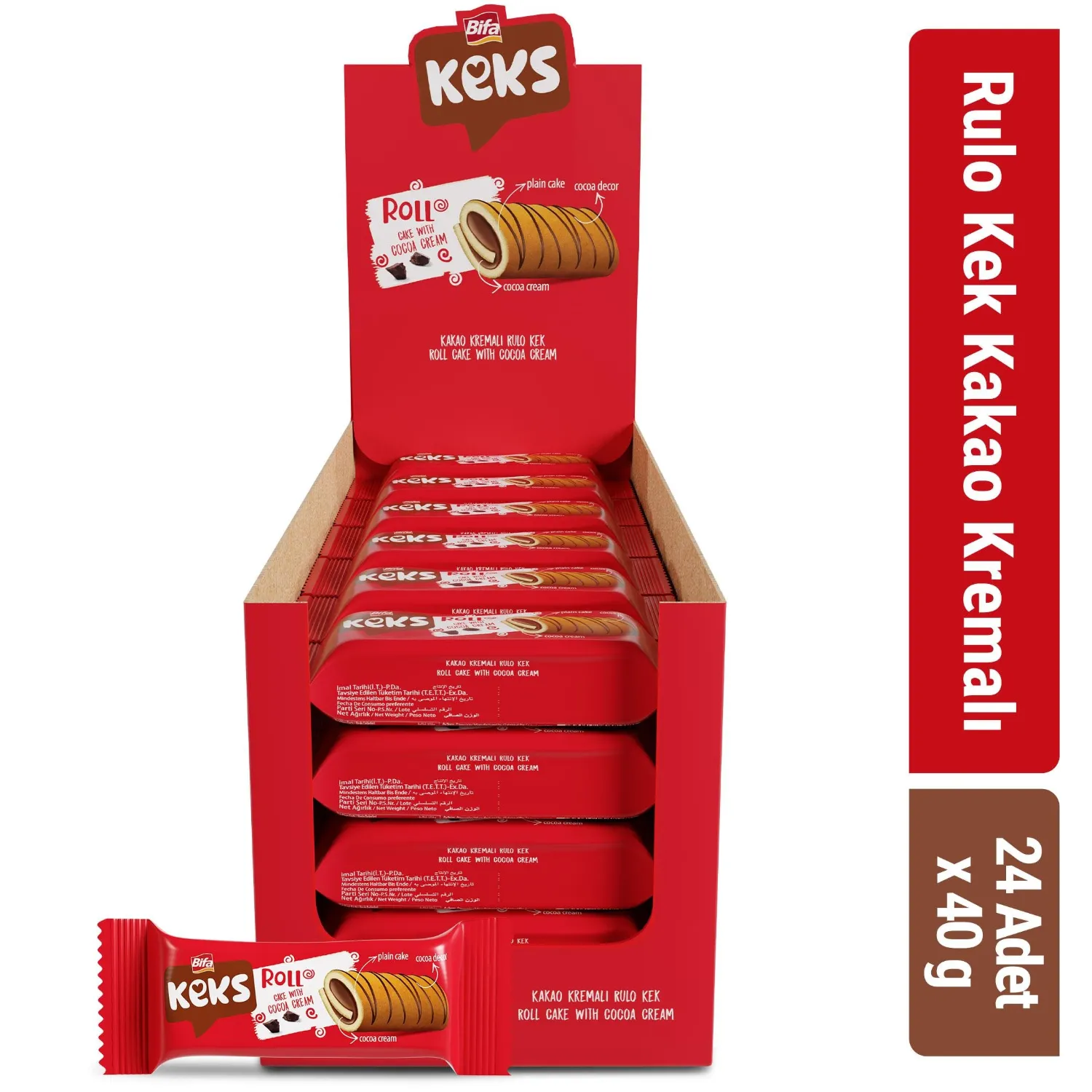 Bifa Keks Rulo Kek Kakao Kremalı 40 gr x 24 adet