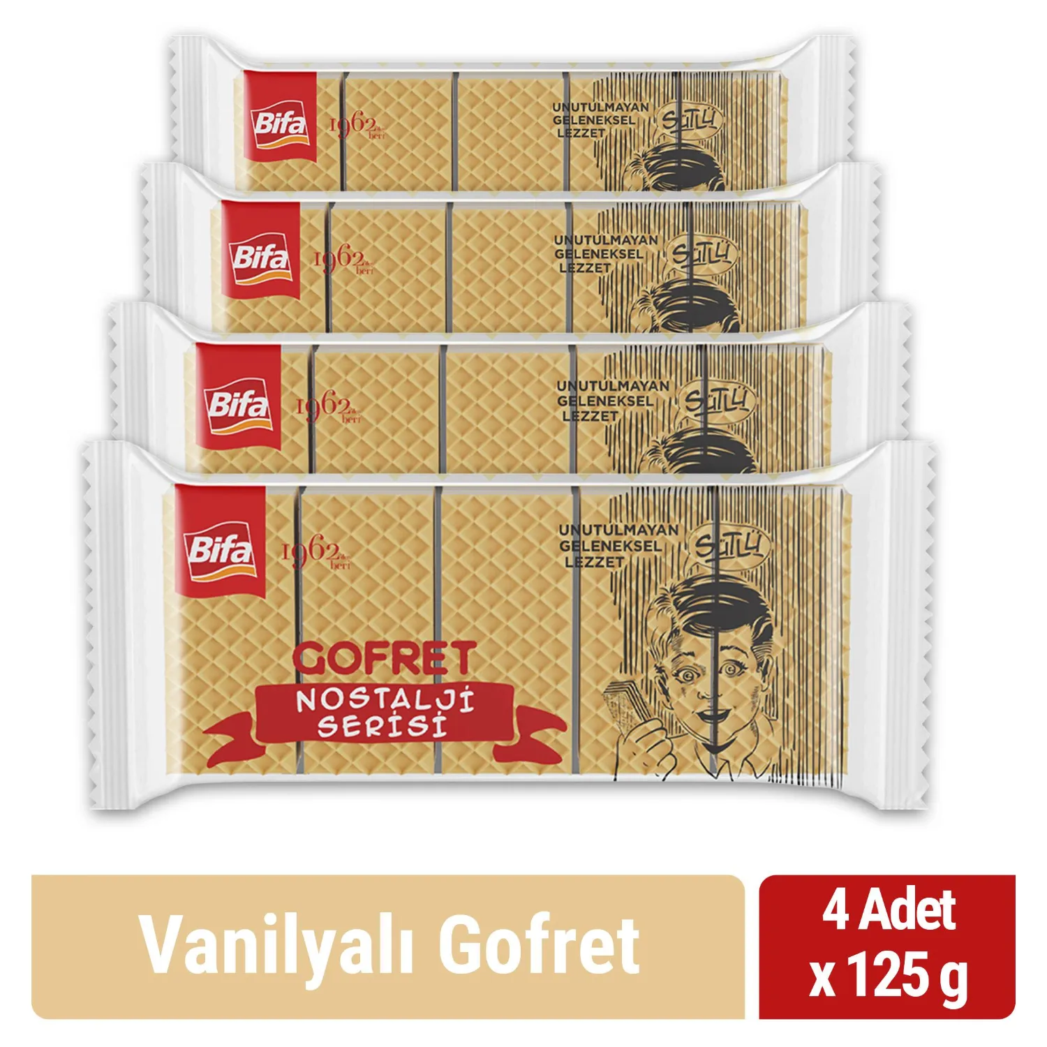 Bifa Nostalji Sütlü Vanilyalı Gofret 125 gr x 4 Adet