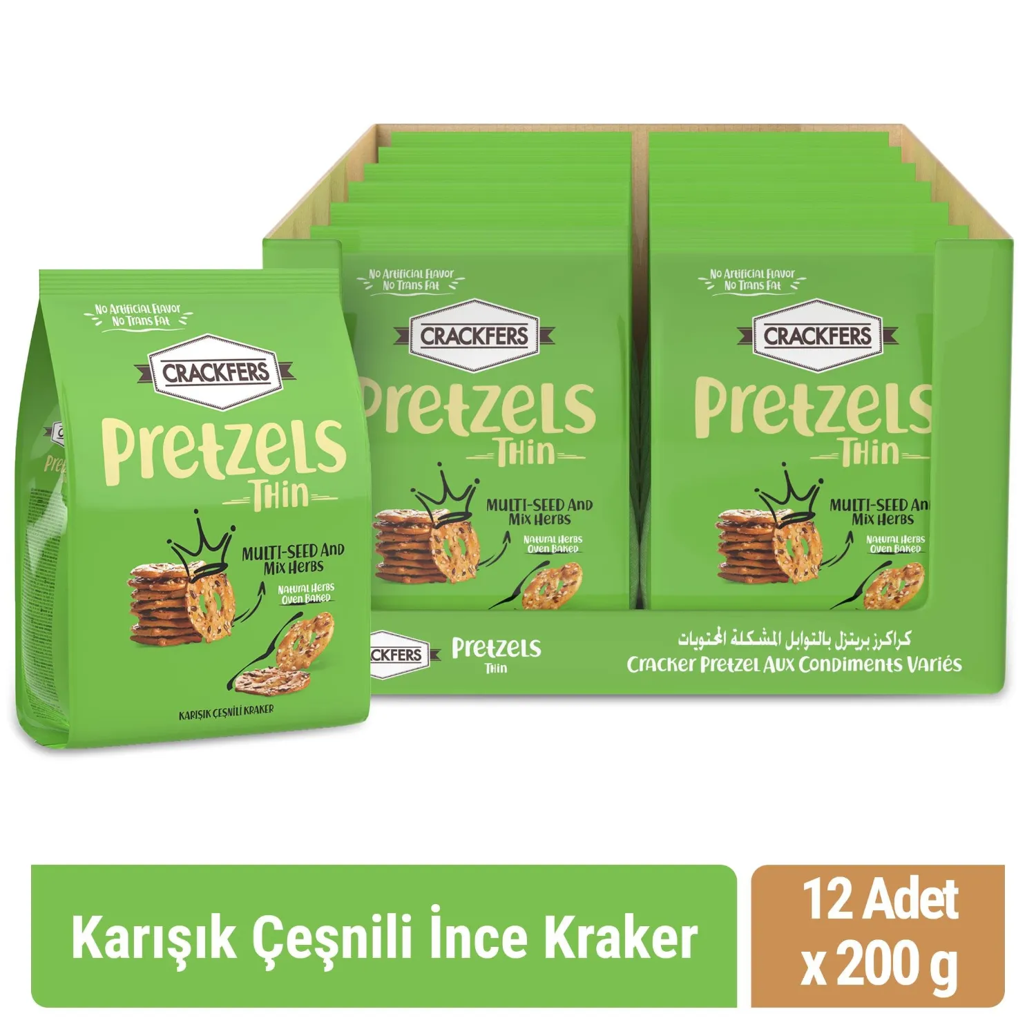 Crackfers Pretzel Karışık Çeşnili 200 gr x 12 Adet