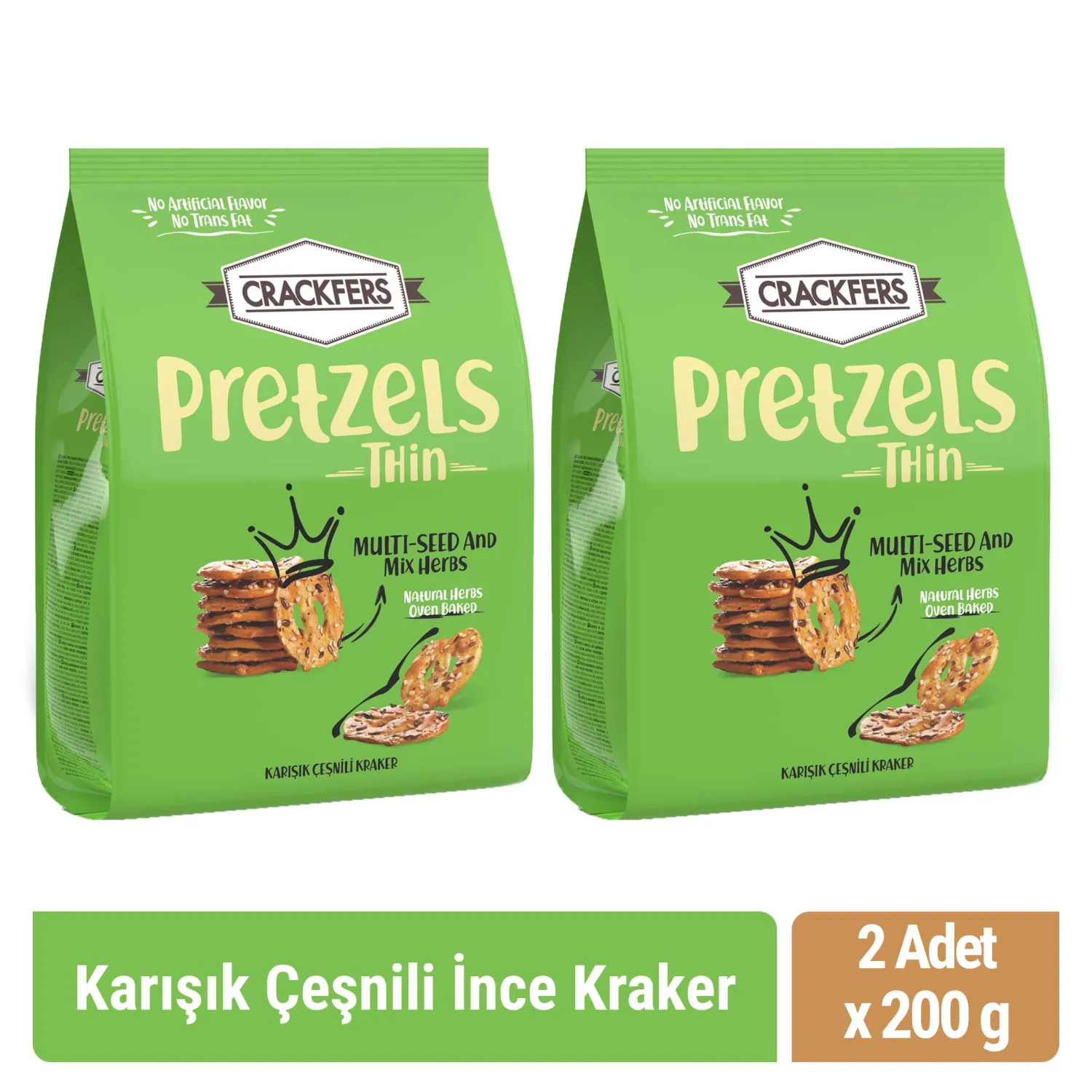 Crackfers Pretzel Karışık Çeşnili 200 gr x 2 Adet