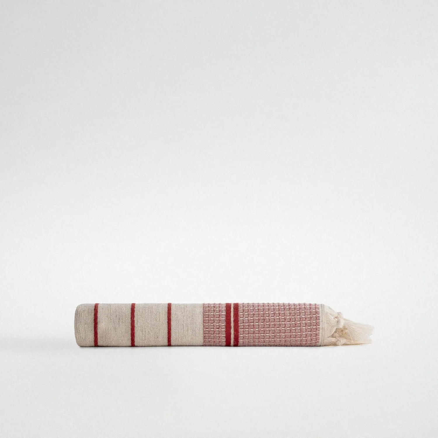 Arden Yüz Havlusu Organik Pamuk Kenevir Kırmızı