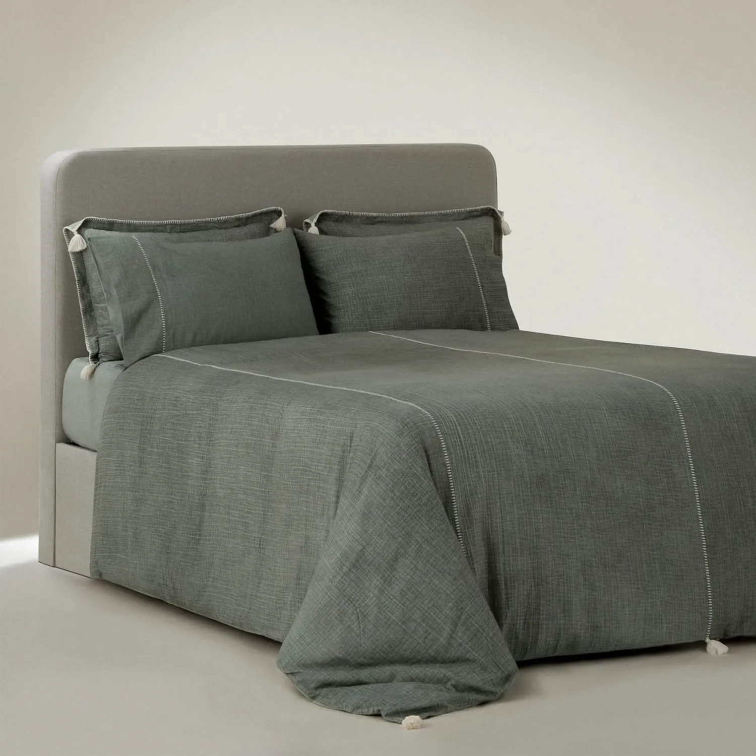 Doğa Battal Boy Nevresim Takımı Organik Pamuk Müslin Yeşil