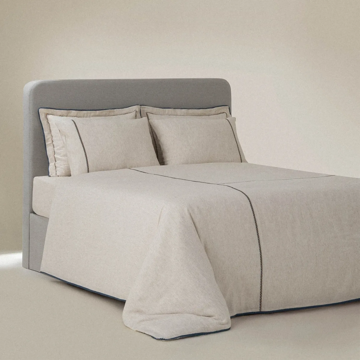 Farya Çift Kişilik Nevresim Takımı Organik Pamuk Kenevir Bej