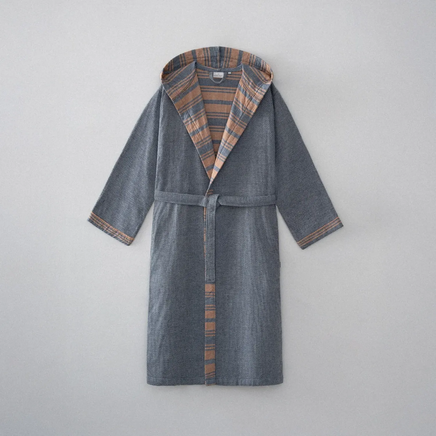 Mila Erkek Bornoz Organik Müslin Lacivert/Taba