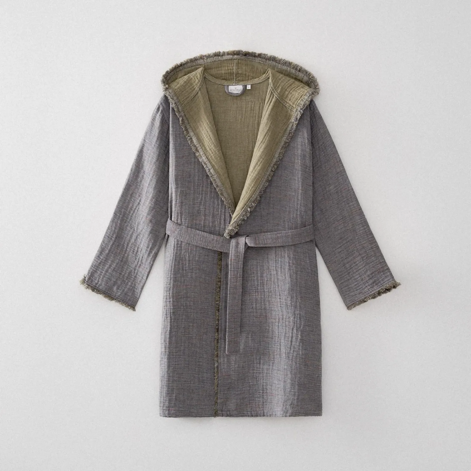 Muna Genç Bornozu Organik Pamuk - XS Yeşil-Antrasit