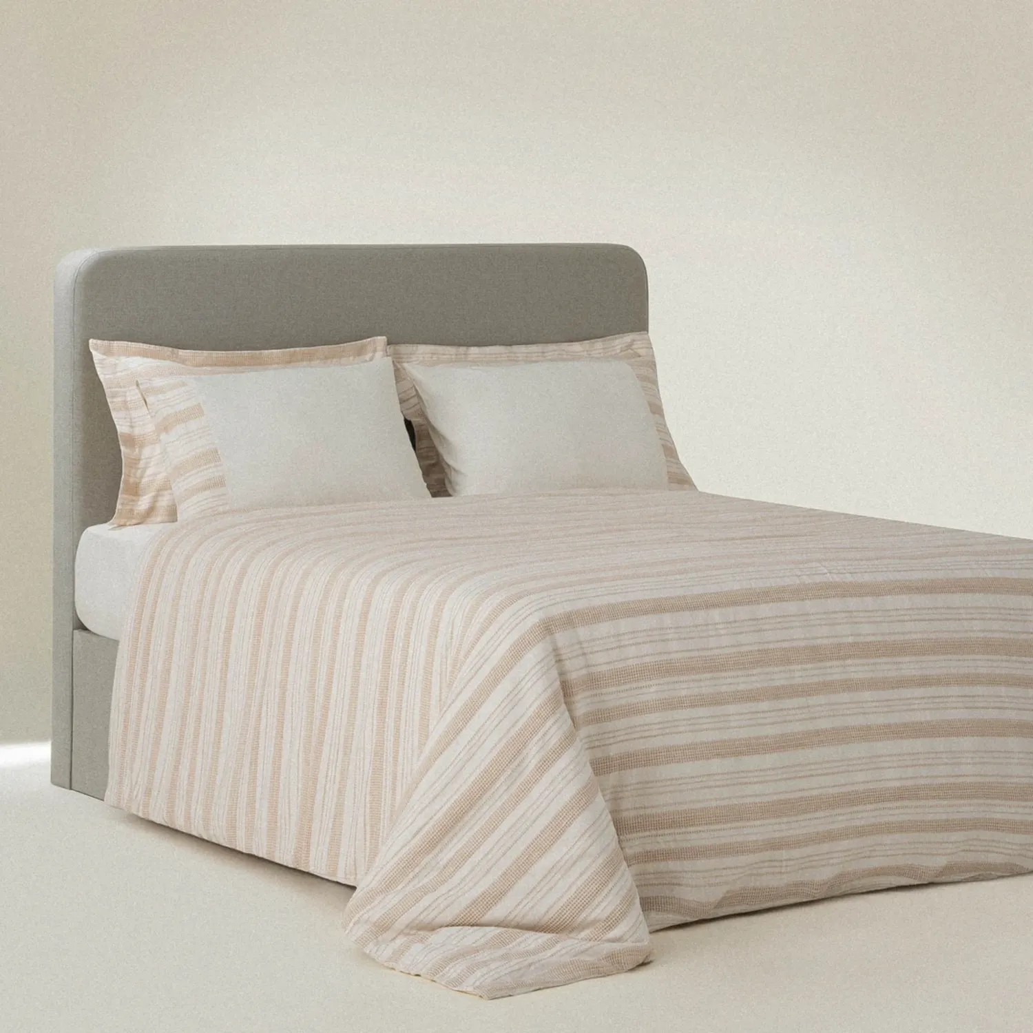 İkra Çift Kişilik Nevresim Takımı Organik Pamuk Krem-Bej