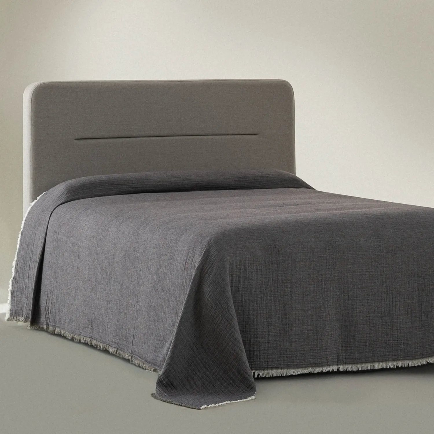 Muna Çift Kişilik Yatak Örtüsü Organik Pamuk Yeşil-Antrasit