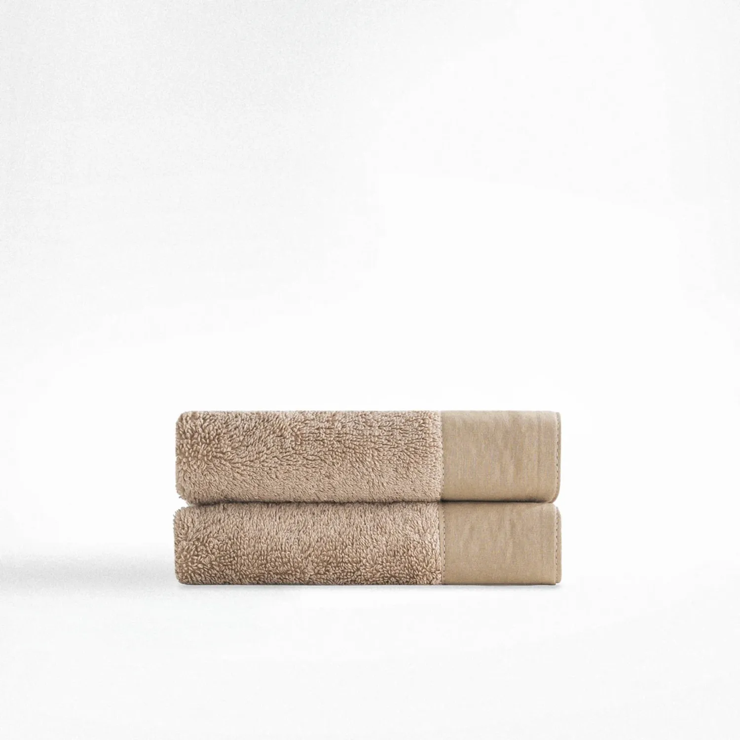 Pure Cotton 2 li El Havlusu Seti Organik Pamuk Bez Bordürlü Bej