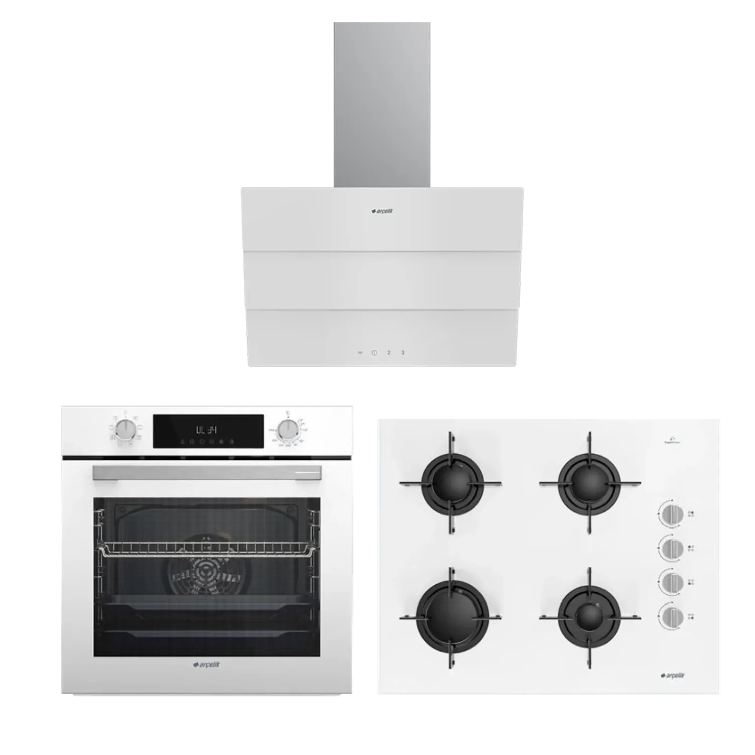 Arçelik Star Beyaz Cam Ankastre Set