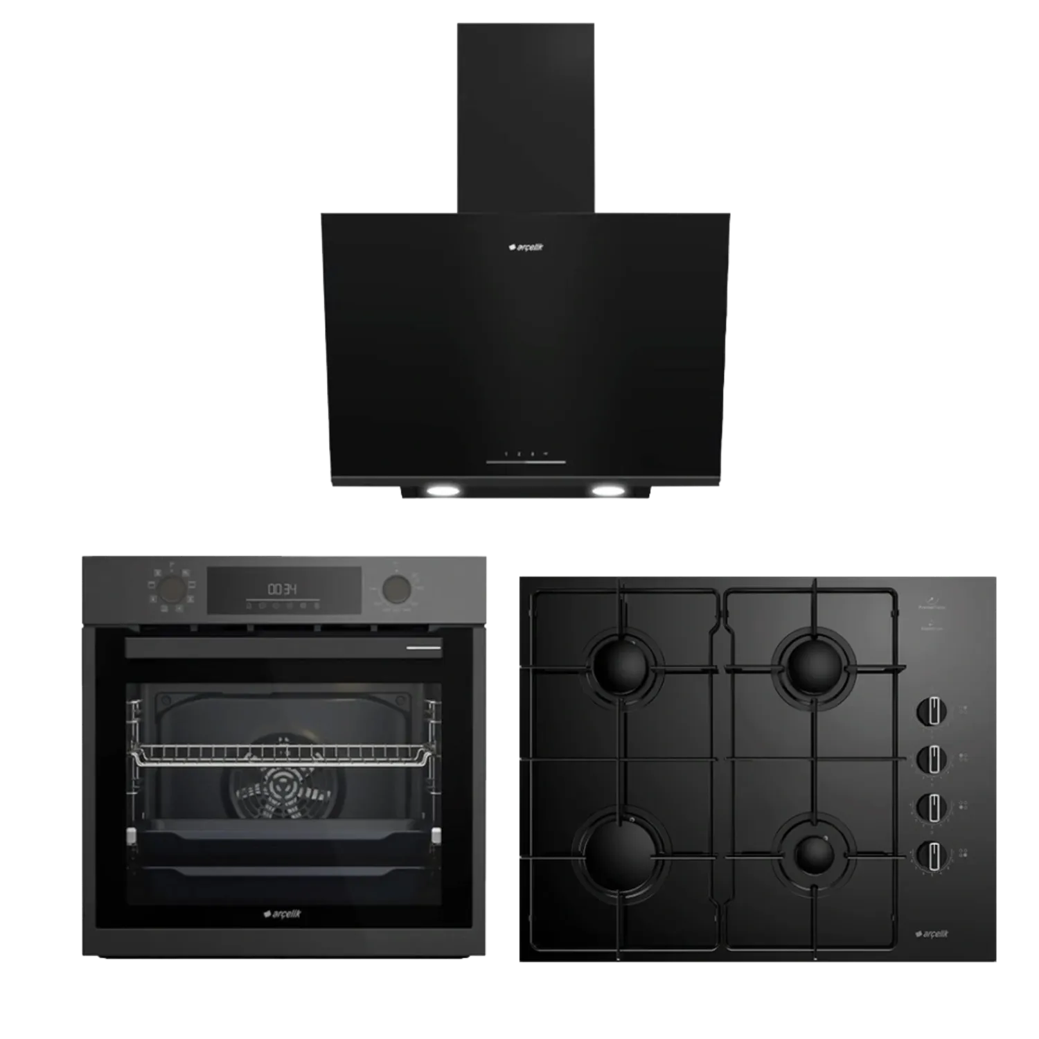 Arçelik Yeni Dark İnoks Ankastre Set