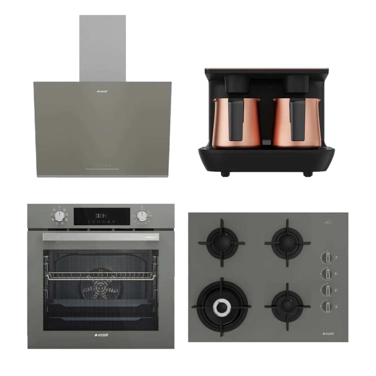 Arçelik Yeni Grion Bakır Telveli Ankastre Set