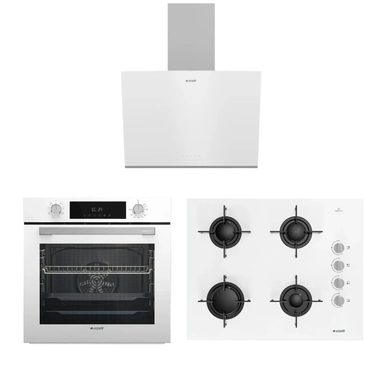 Arçelik Yeni Model Beyaz Üçlü Cam Ankastre Set