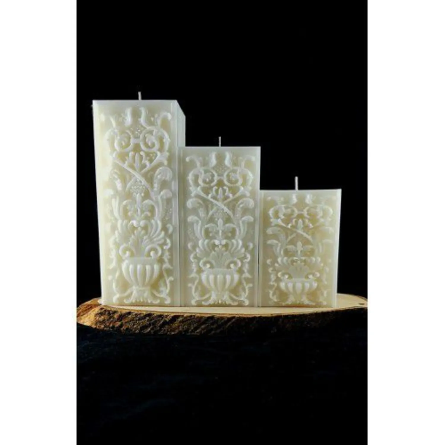 ANTİK  DESENLİ 3 LÜ SET MUM - A1109