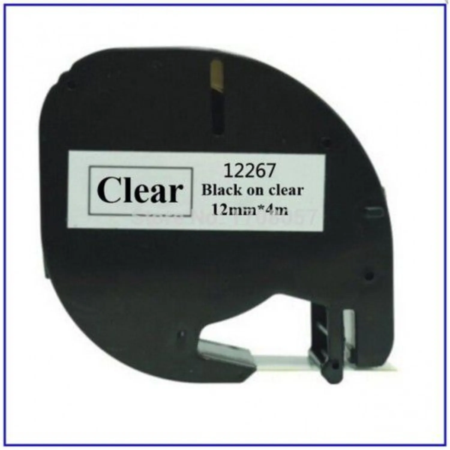 DYMO LT LetraTag Seffaf Etikt Siyah Plastik 12267 12mmx4M - 17277