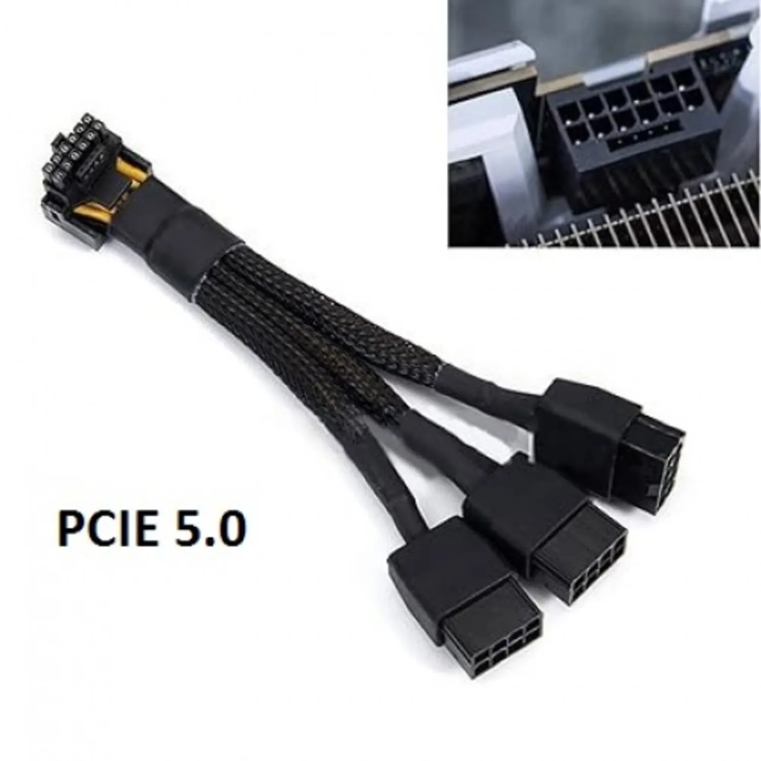 PCI Express 16pin Male to 3x8Pin  RTX 3090Tİ 4070Tİ RTX4090 RTX4080 PCIE 5.0 600W POWER KABLOSU - RTXPC