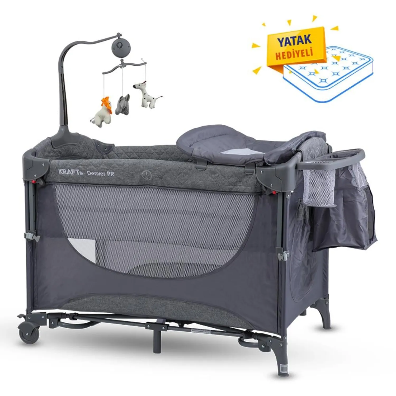 Denver PR Anne Yanı Oyun Parkı  63x105 cm Açık Gri