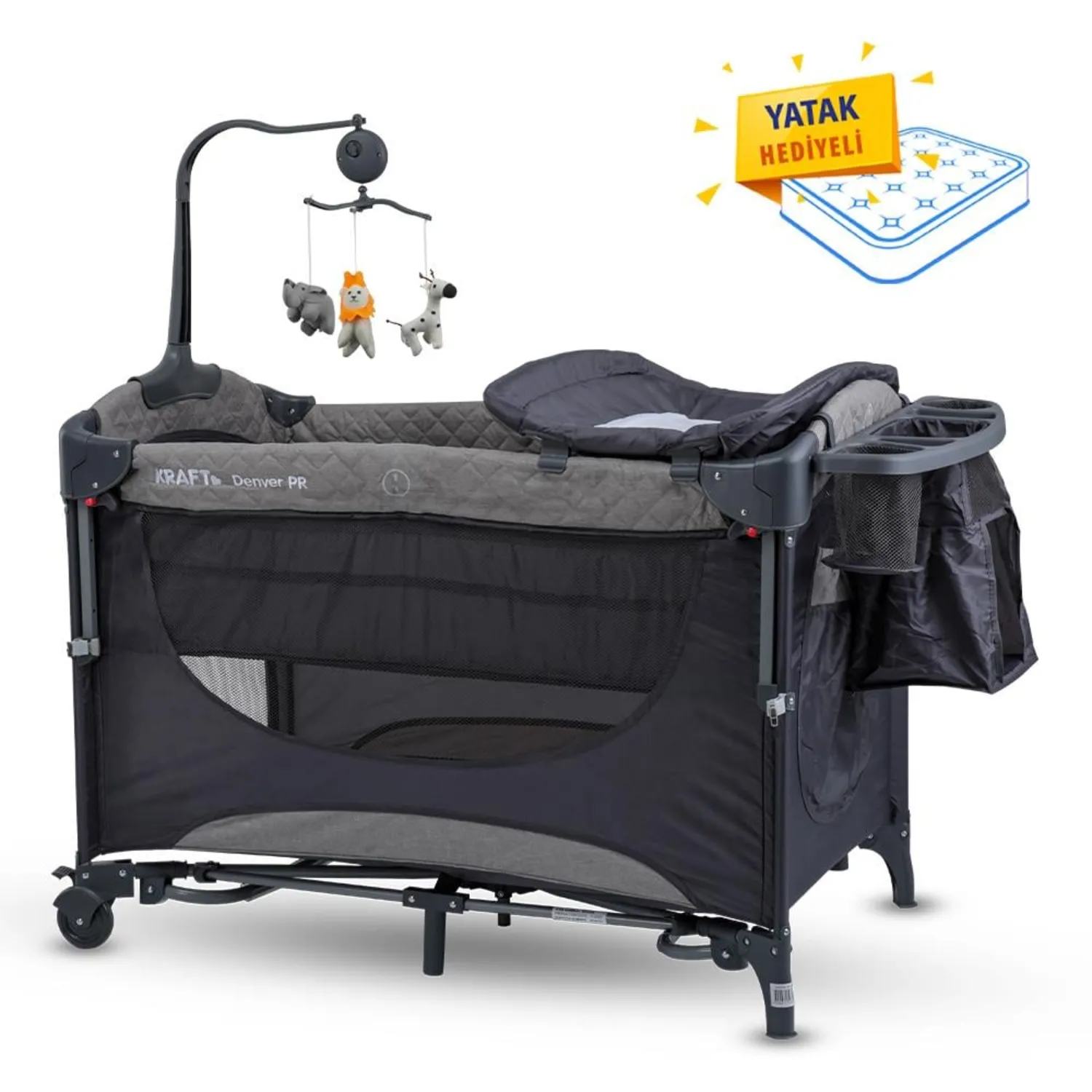 Denver PR Anne Yanı Oyun Parkı 63x105 cm Gri