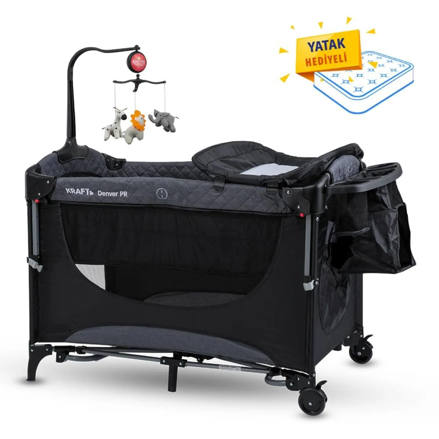 Denver PR Anne Yanı Oyun Parkı  63x105 cm Koyu Gri