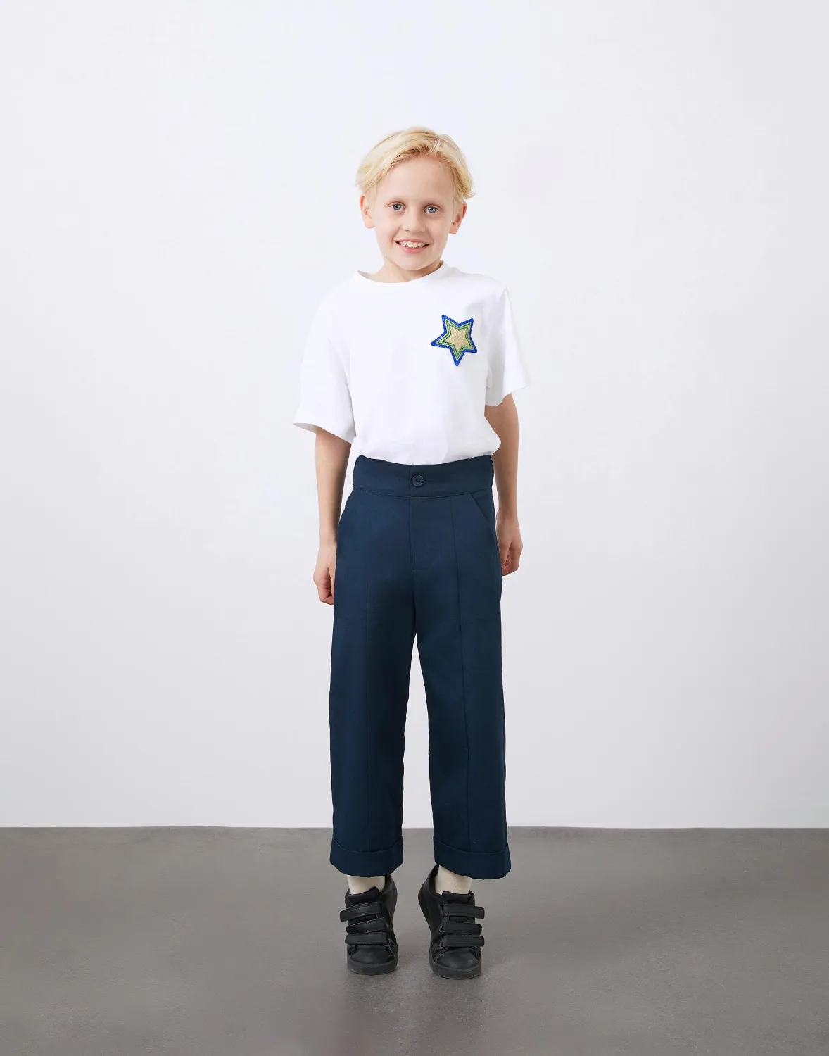 Beli Lastikli Bol Paça Lacivert Erkek Çocuk Pantolon