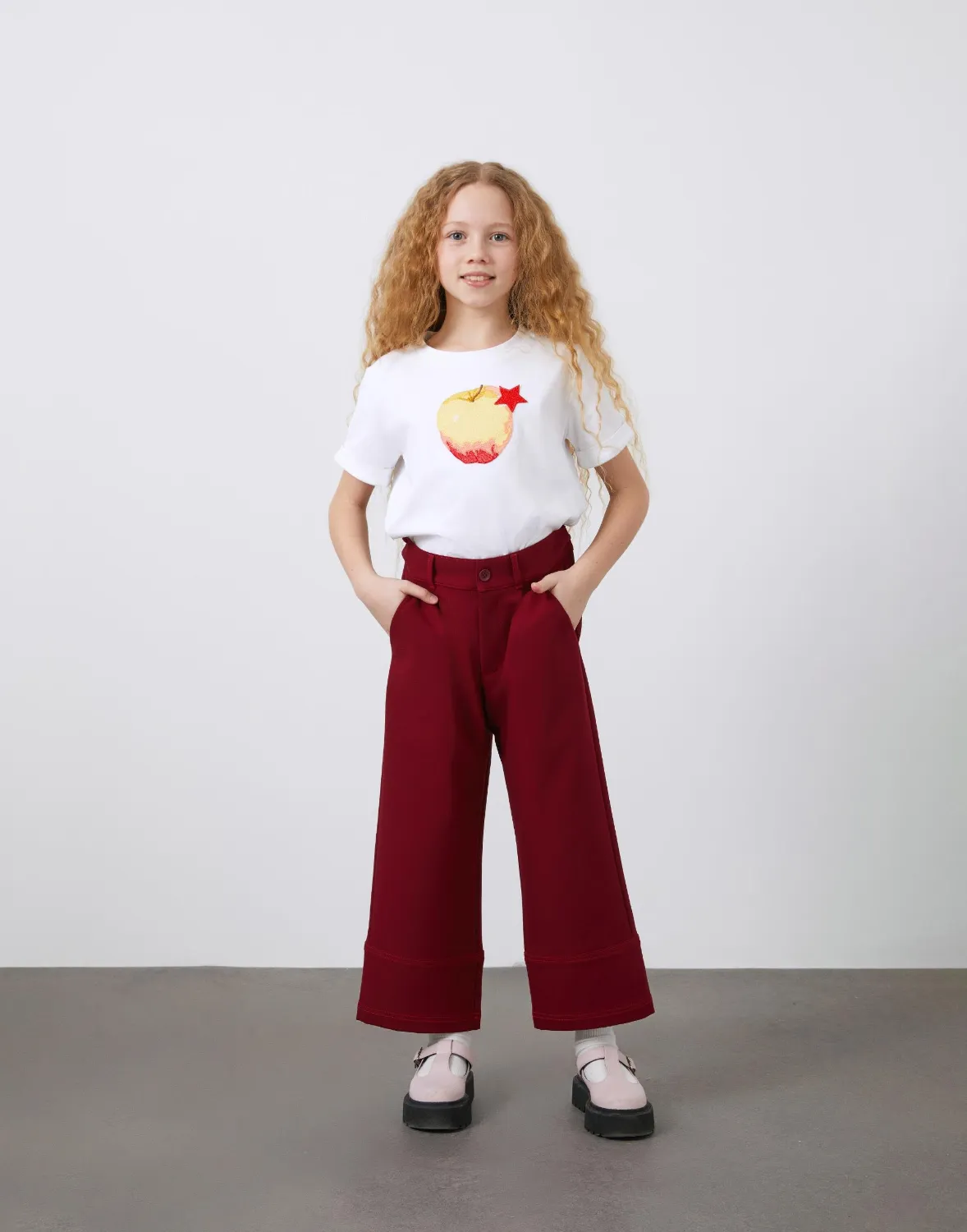 Bol Paça Kırmızı Kız Çocuk Pantolon