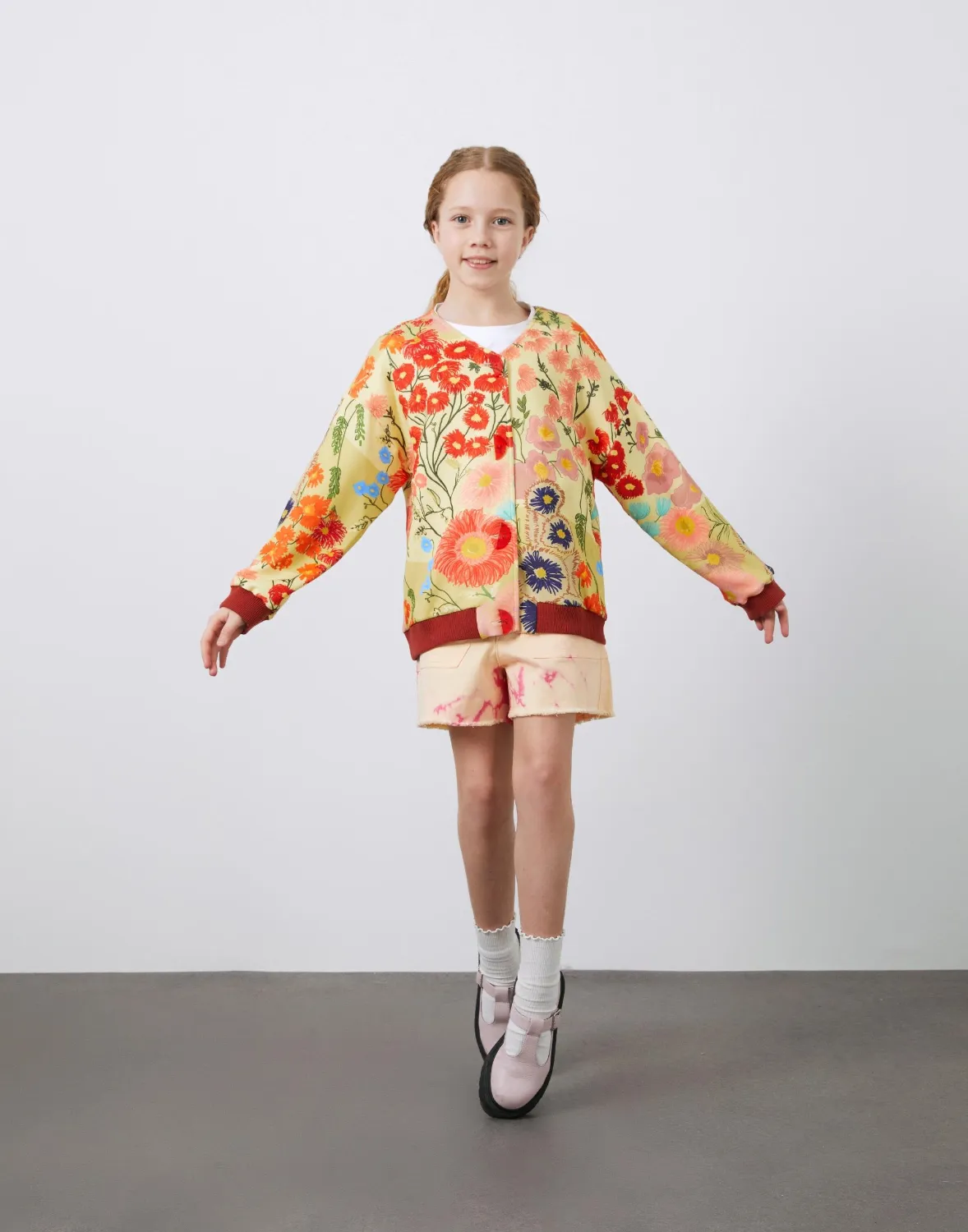 Çicek Baskılı Kız Çocuk Sweatshirt