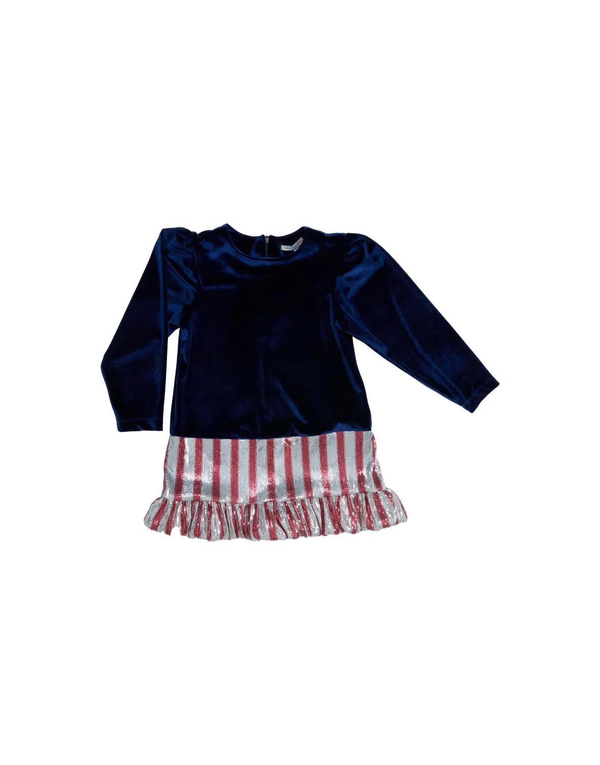 Kol Üstü Büzgülü Etek Ucu Lacivert Balon Elbise