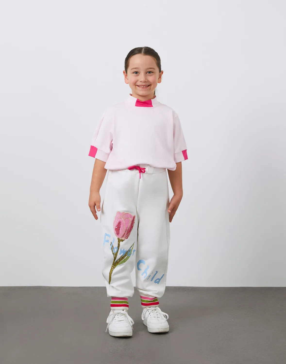 Lale Desenli Kız Çocuk Pantolon 