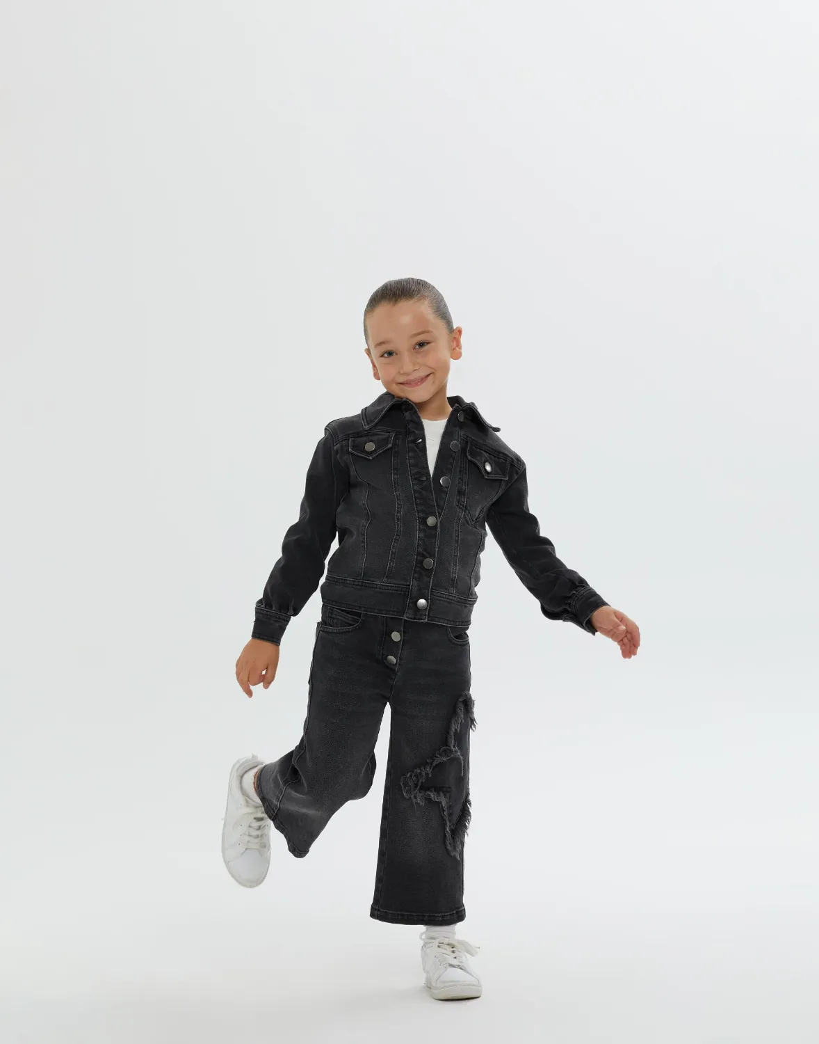 Siyah Kız Çocuk Denim Ceket