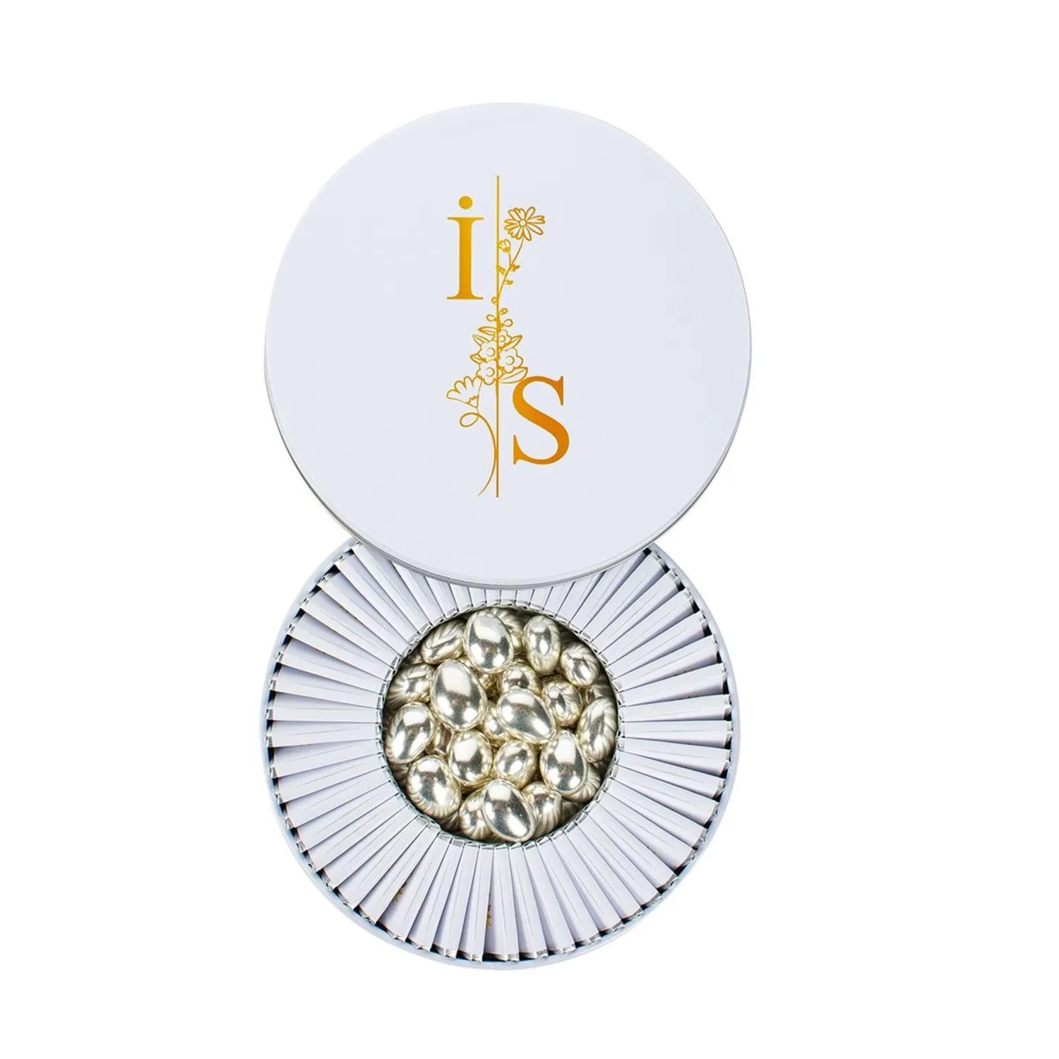 Papatya Baş Harfli Söz Nişan Çikolatası Metal Kutu