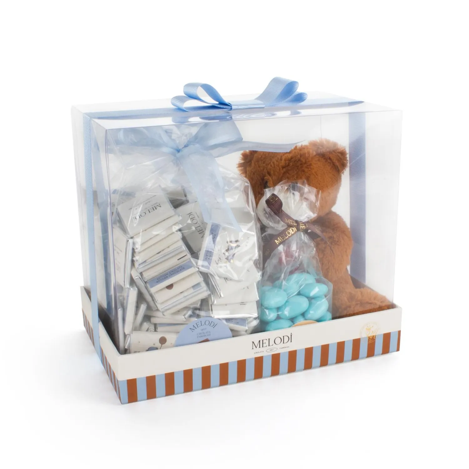 Sevimli Ayıcık İyi Ki Doğdun Çikolatası Mavi 1150g