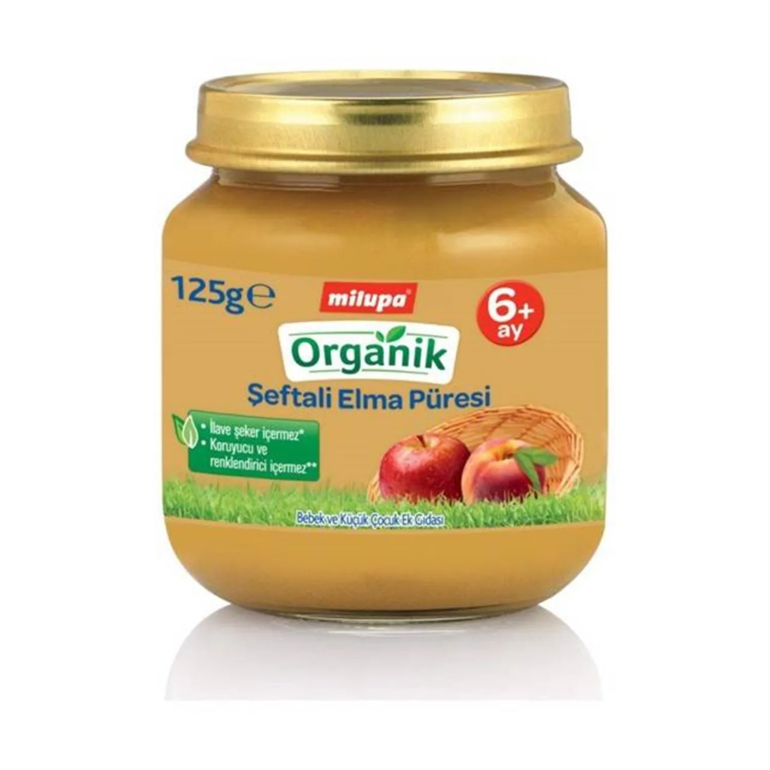 Milupa Kavanoz Organik Seftali - Elma Püresi 125gr