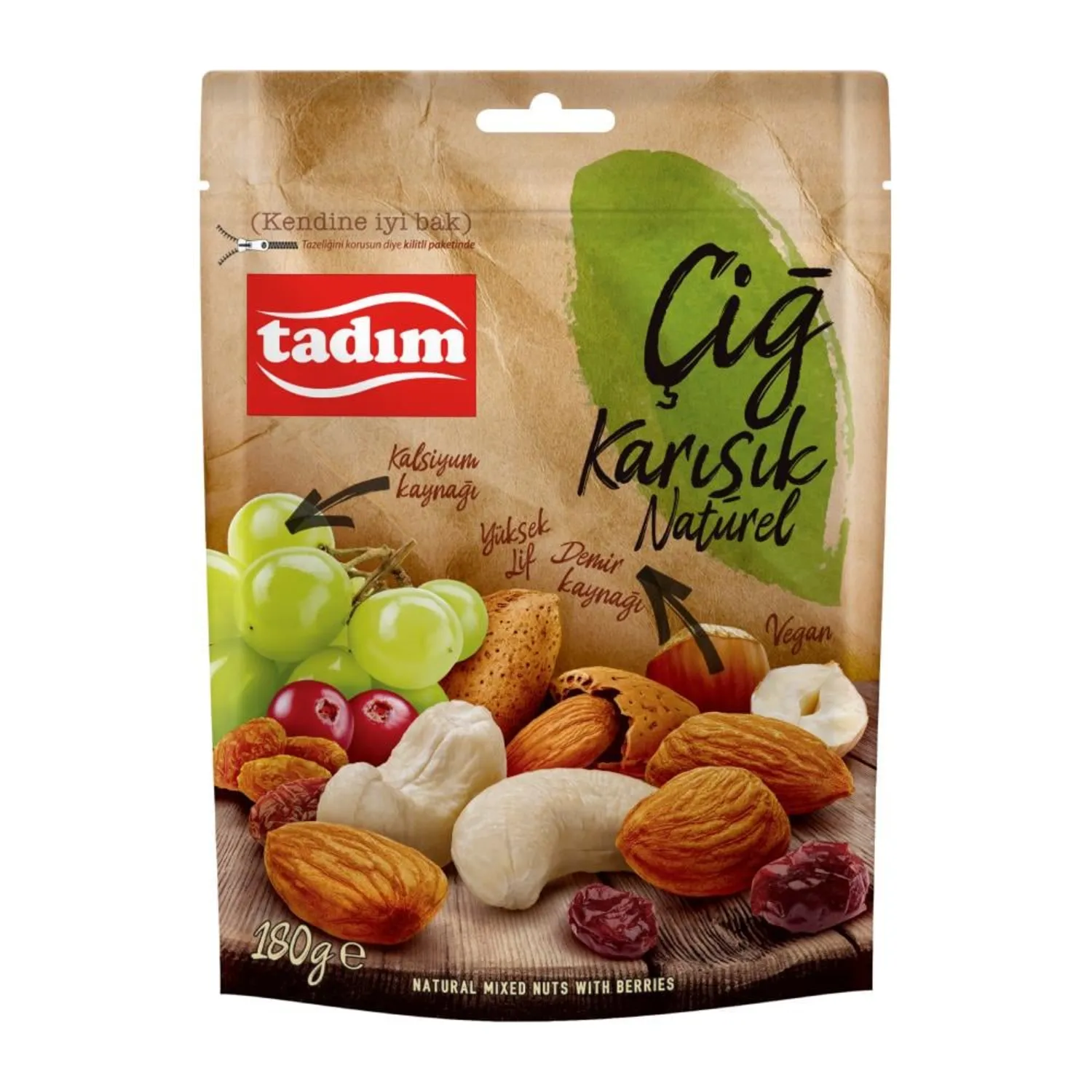 Tadım Naturel Karışık Çiğ Kuruyemiş 180 gr