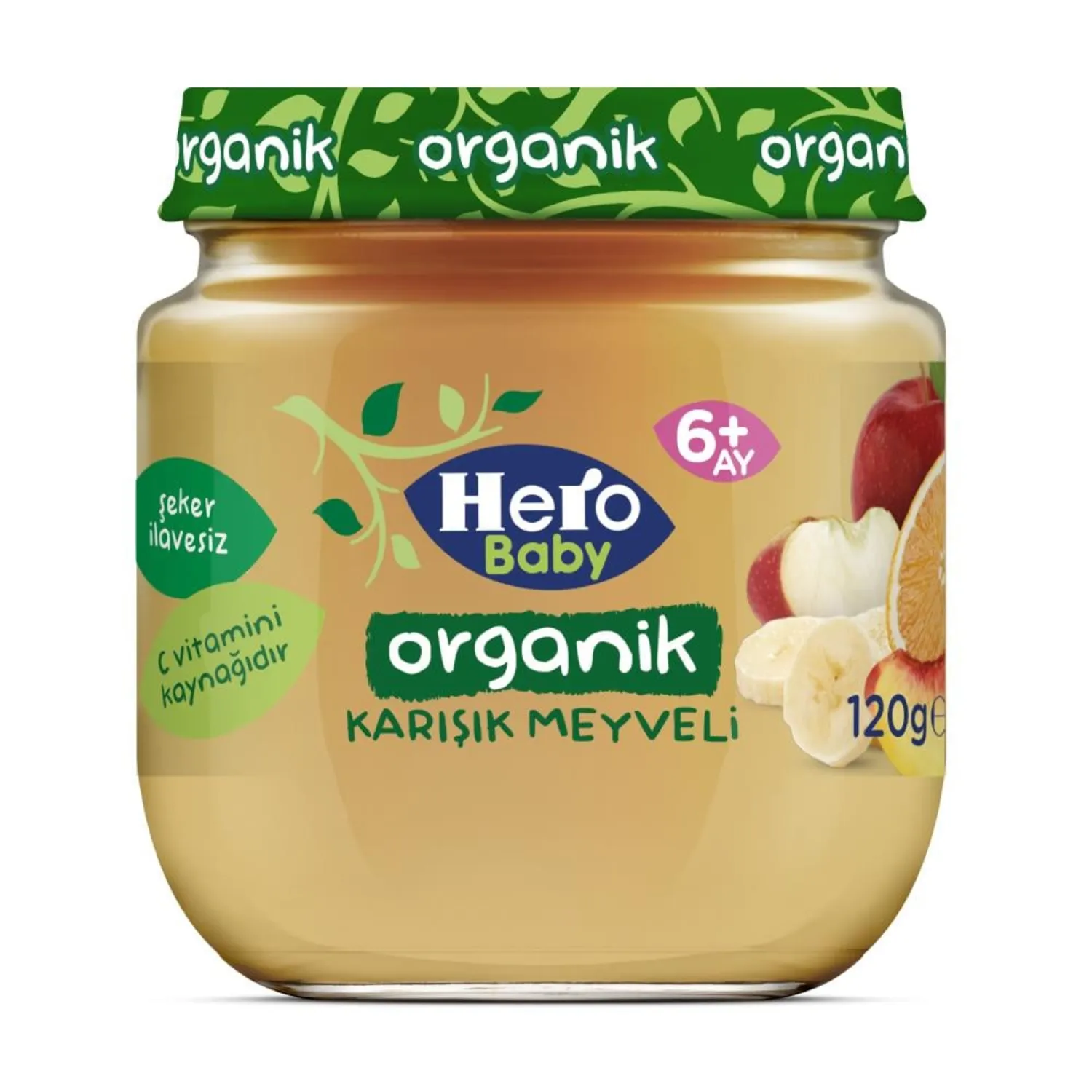 Hero Baby Organik Karışık Meyveli Ek Gıda Kavanoz Mama 120 gr