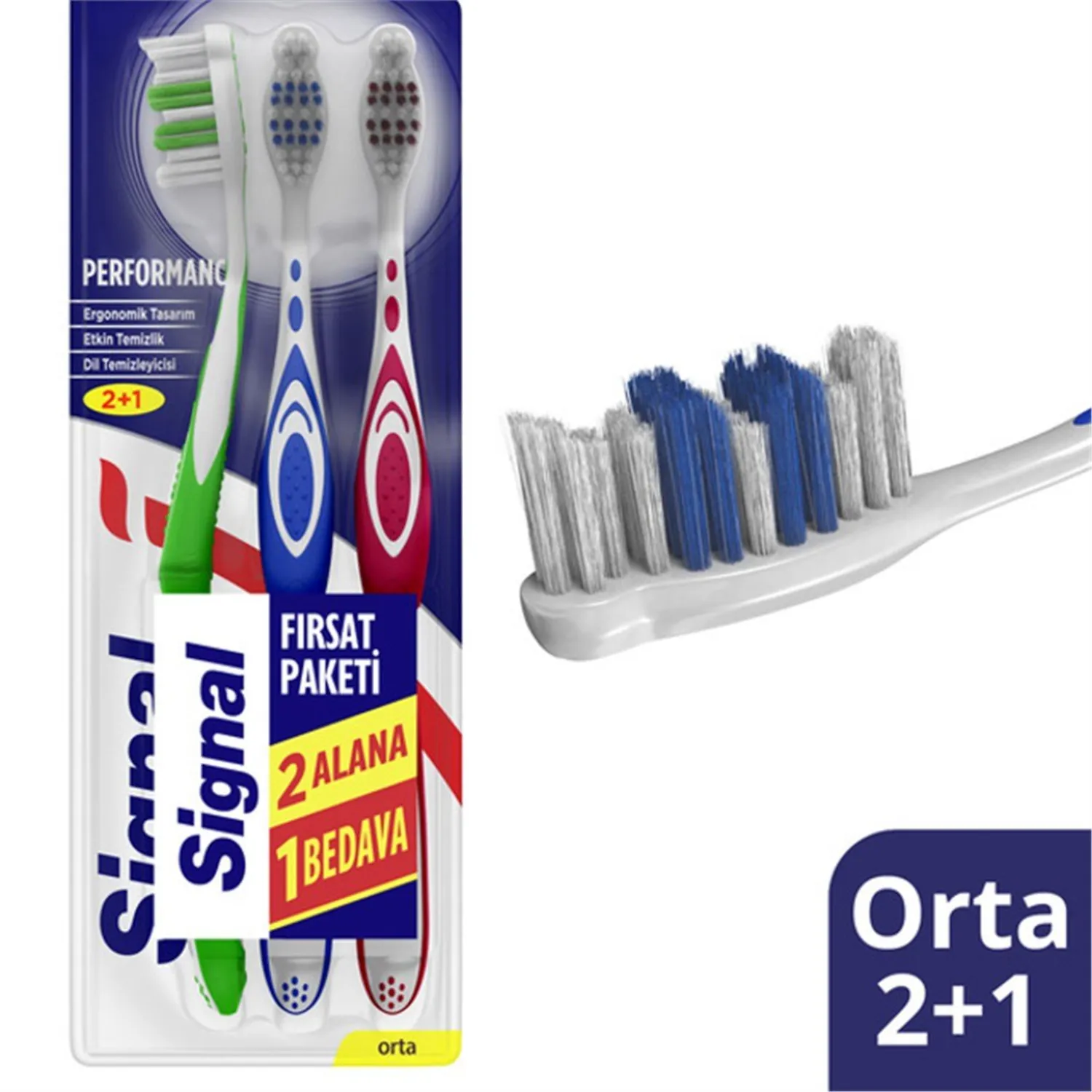 Signal Performans Orta 2+1 Diş Fırçası