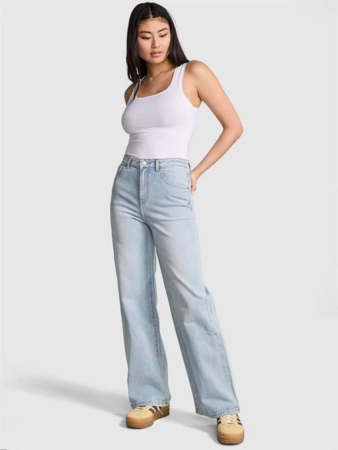 Denim by PINK Yüksek Bel Düz Paça Jean Pantolon