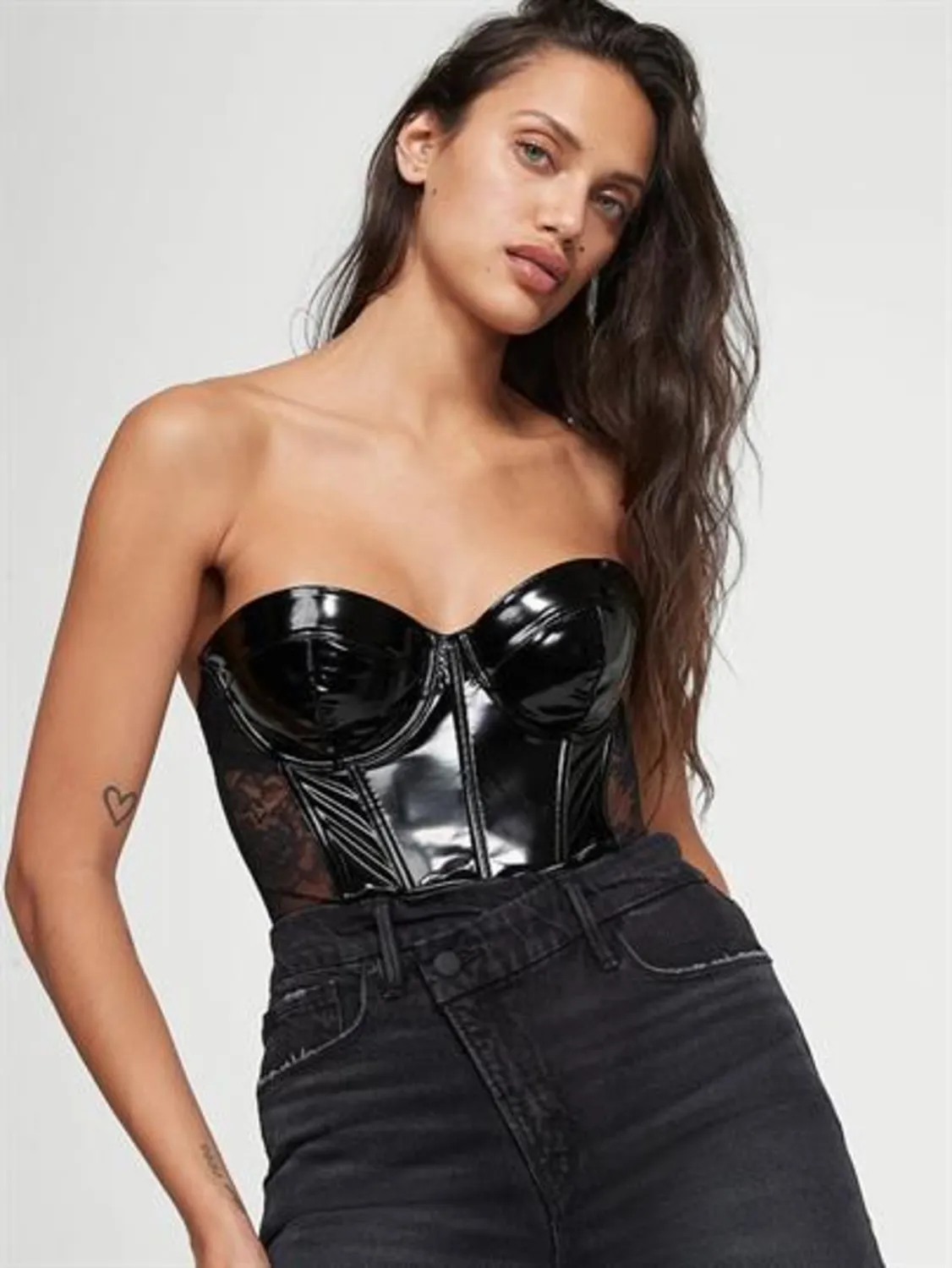 Deri Görünümlü Dantelli Balkonet Teddy