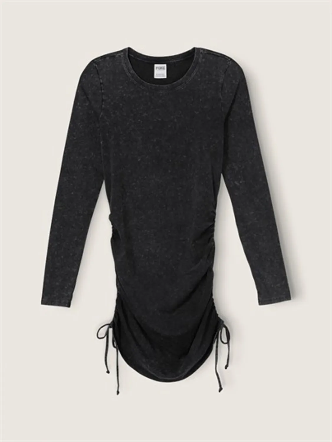 Yanı Büzdürmeli Uzun Kollu Elbise