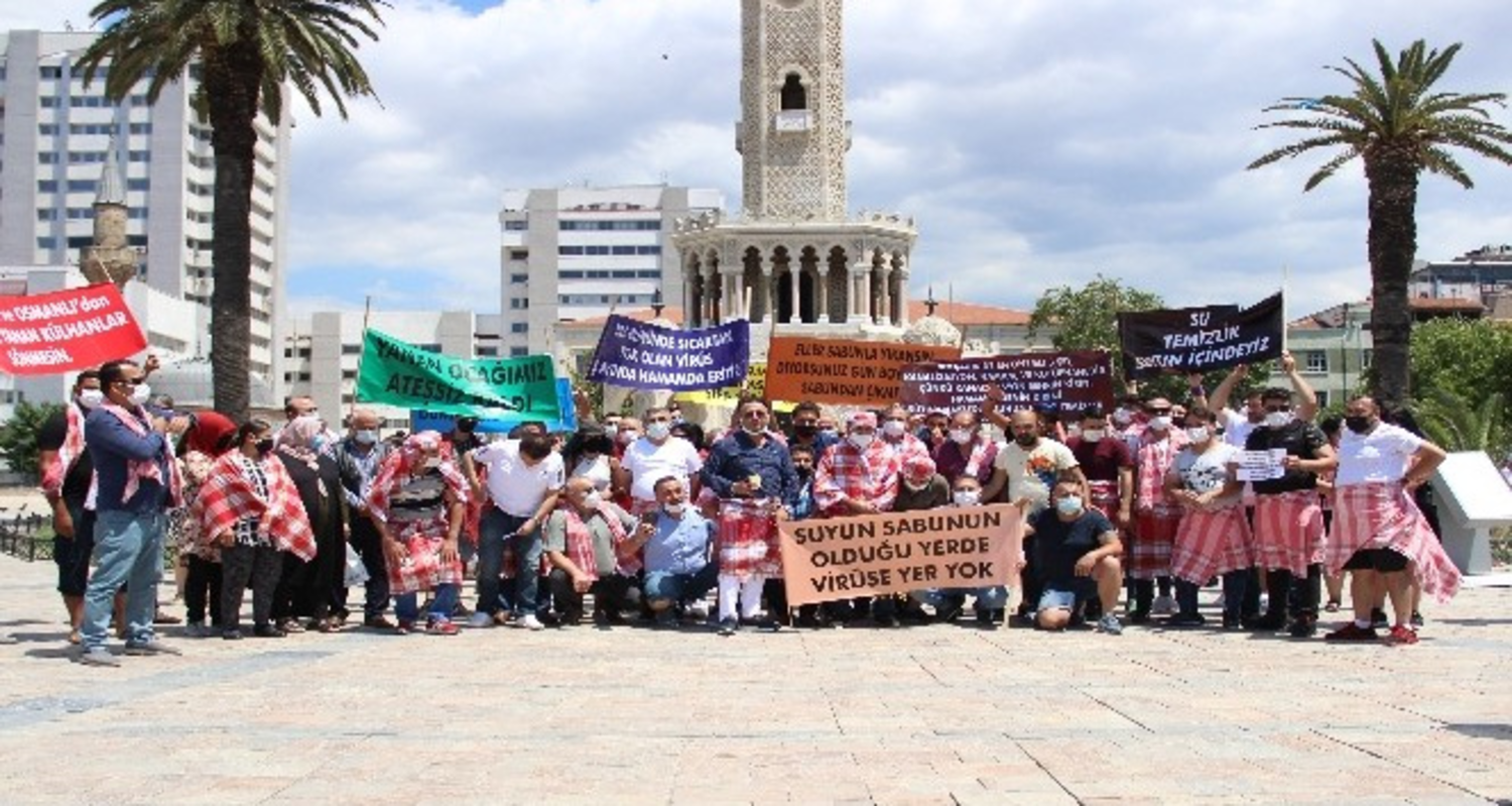 Hamamcılardan peştamal ve sabunlu eylem